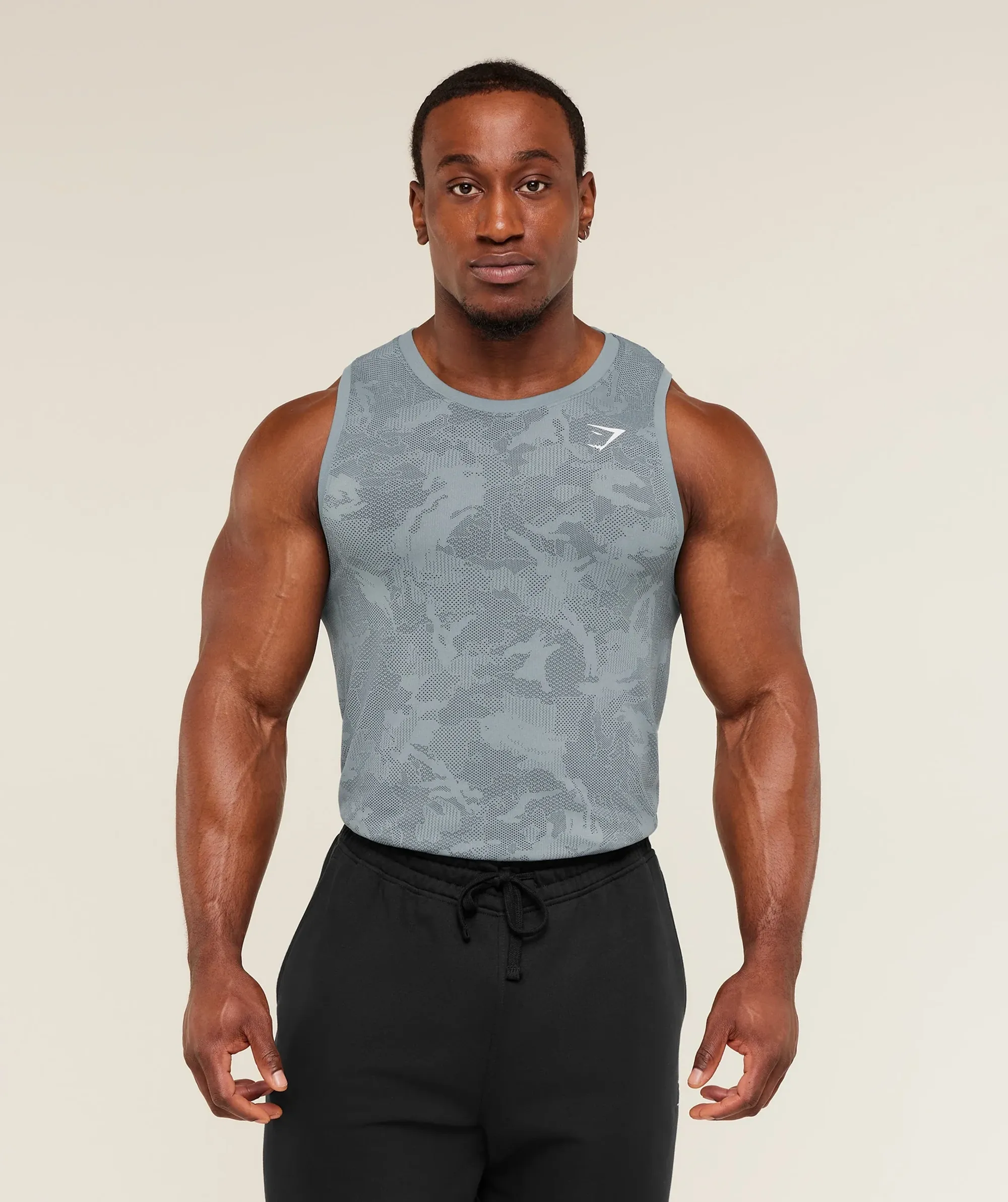 Gymshark Geo Seamless Tank -  Storm Blue /  Stealth Blue