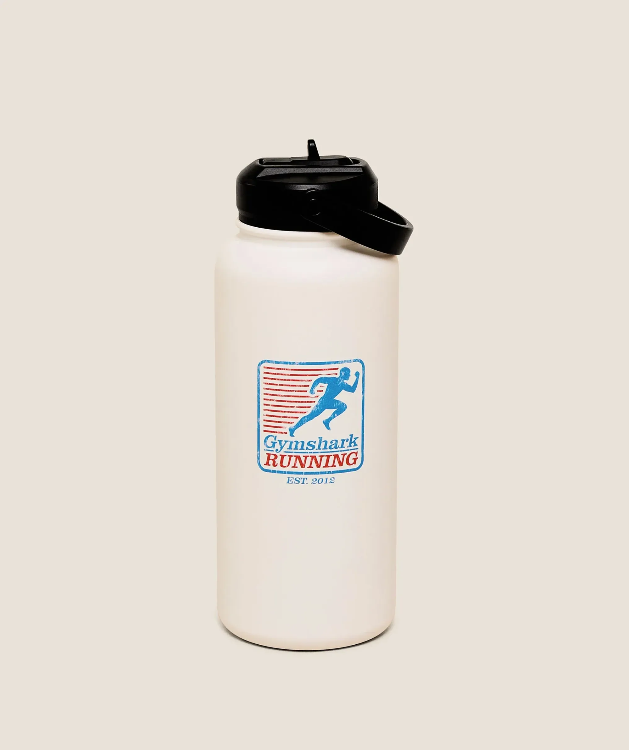 Gymshark Run Club Graphic Metal 1L w Straw Bottle - GS Soft White