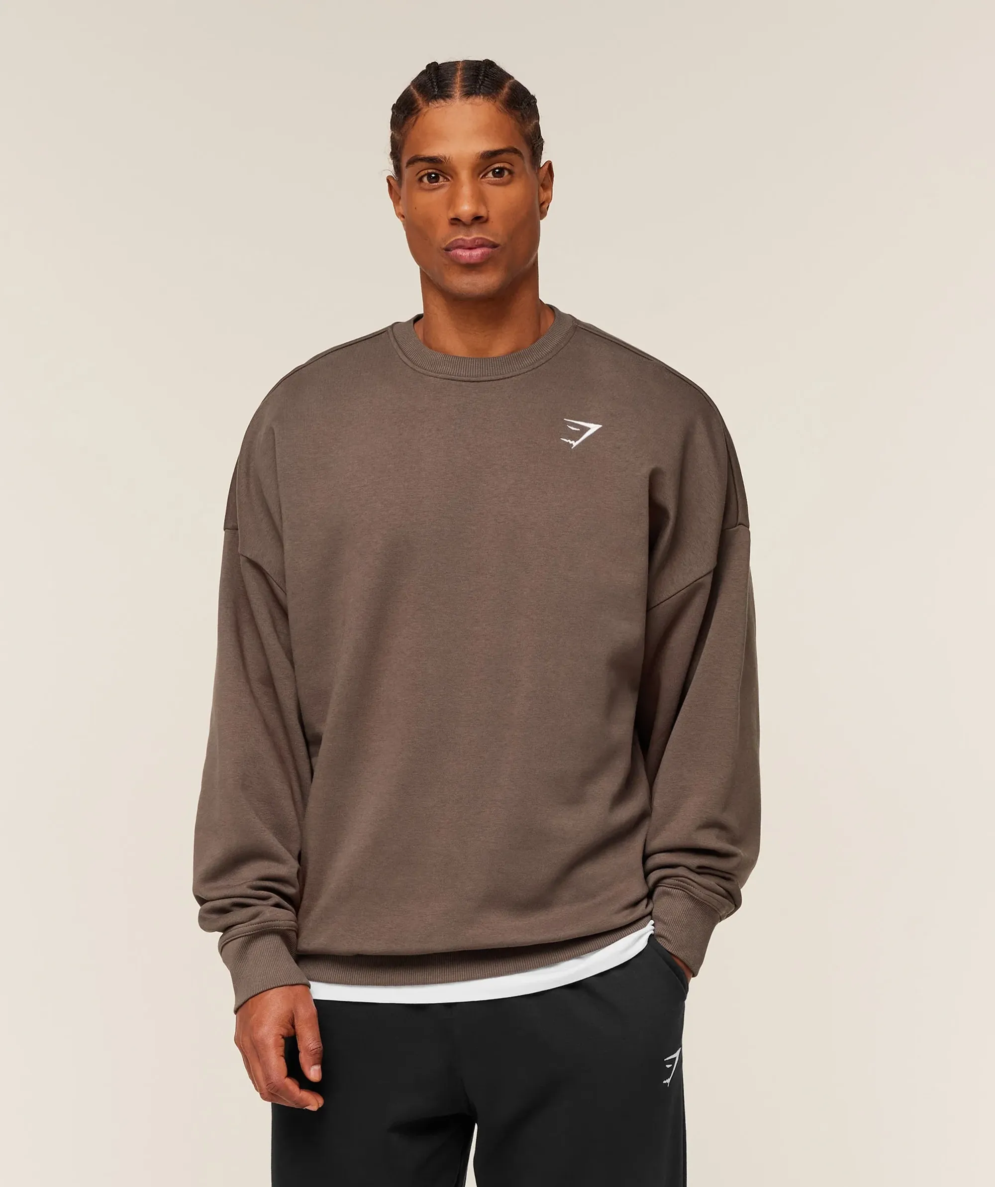 Gymshark Oversized Crest Crew - Soft Brown