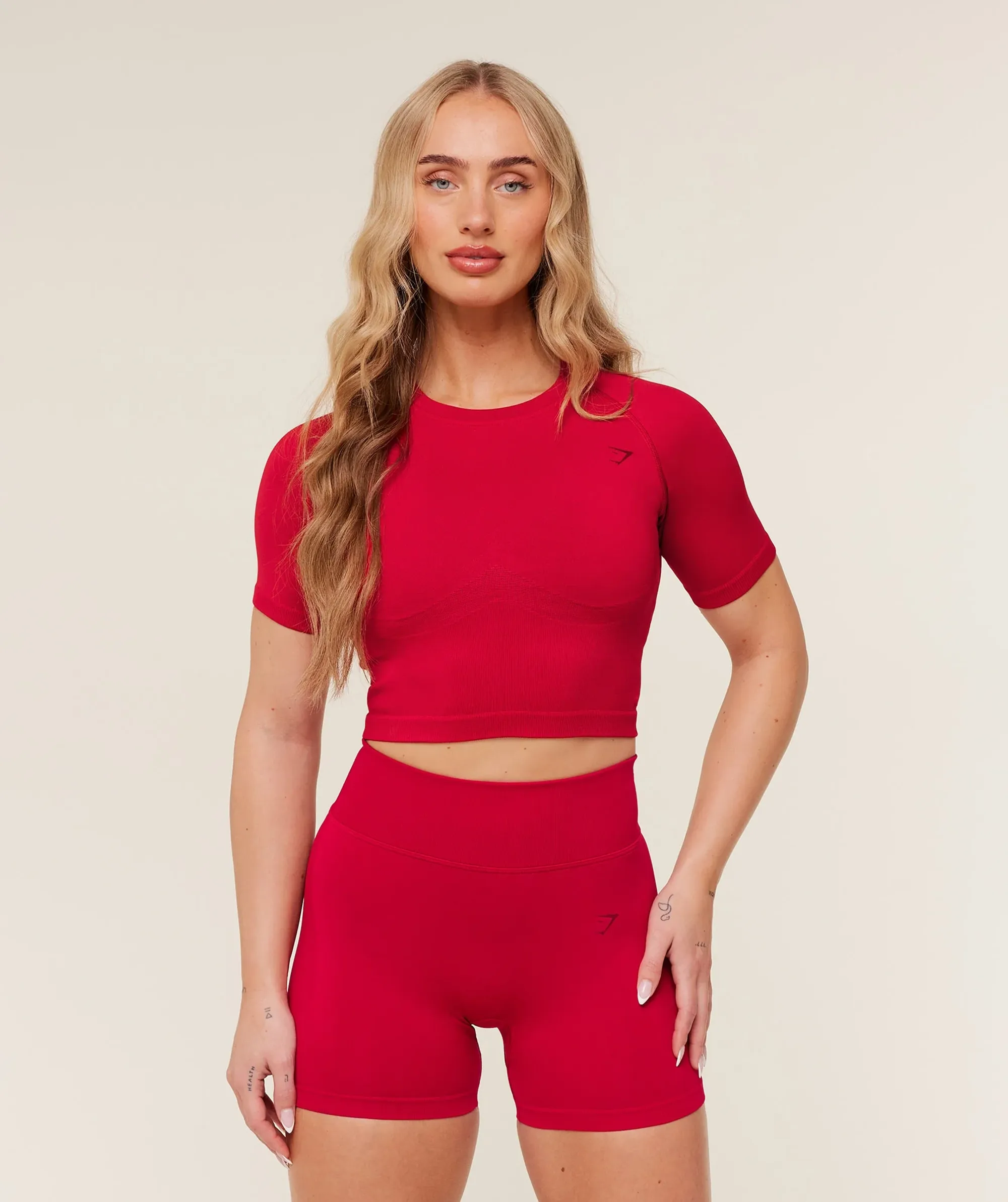 Gymshark Lift Seamless Short Sleeve Top - Carmine Red