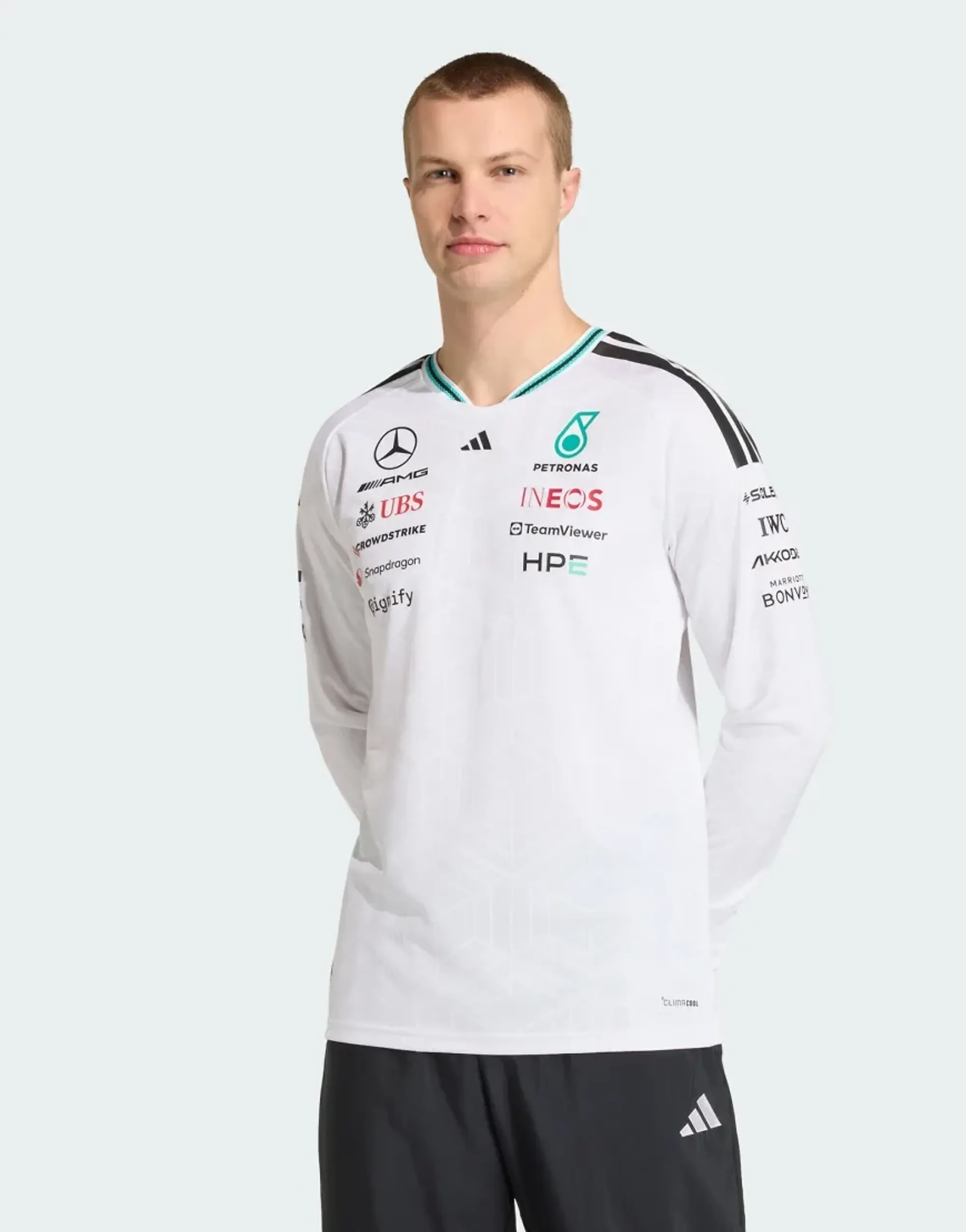 Mercedes AMG Petronas adidas Authentic Team Driver Long Sleeve T-Shirt - White
