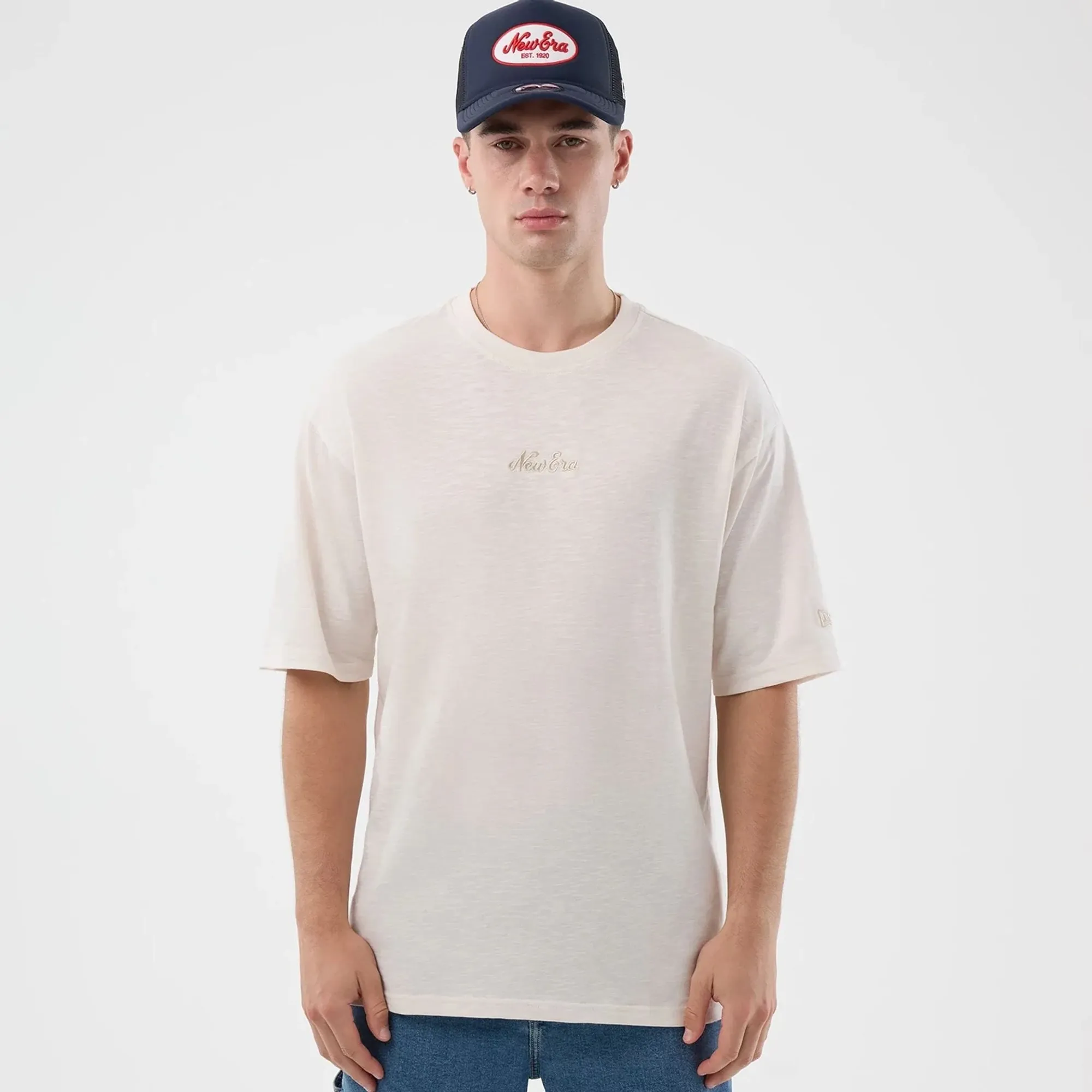 New Era Slub Open White Oversized T-Shirt adult unisex