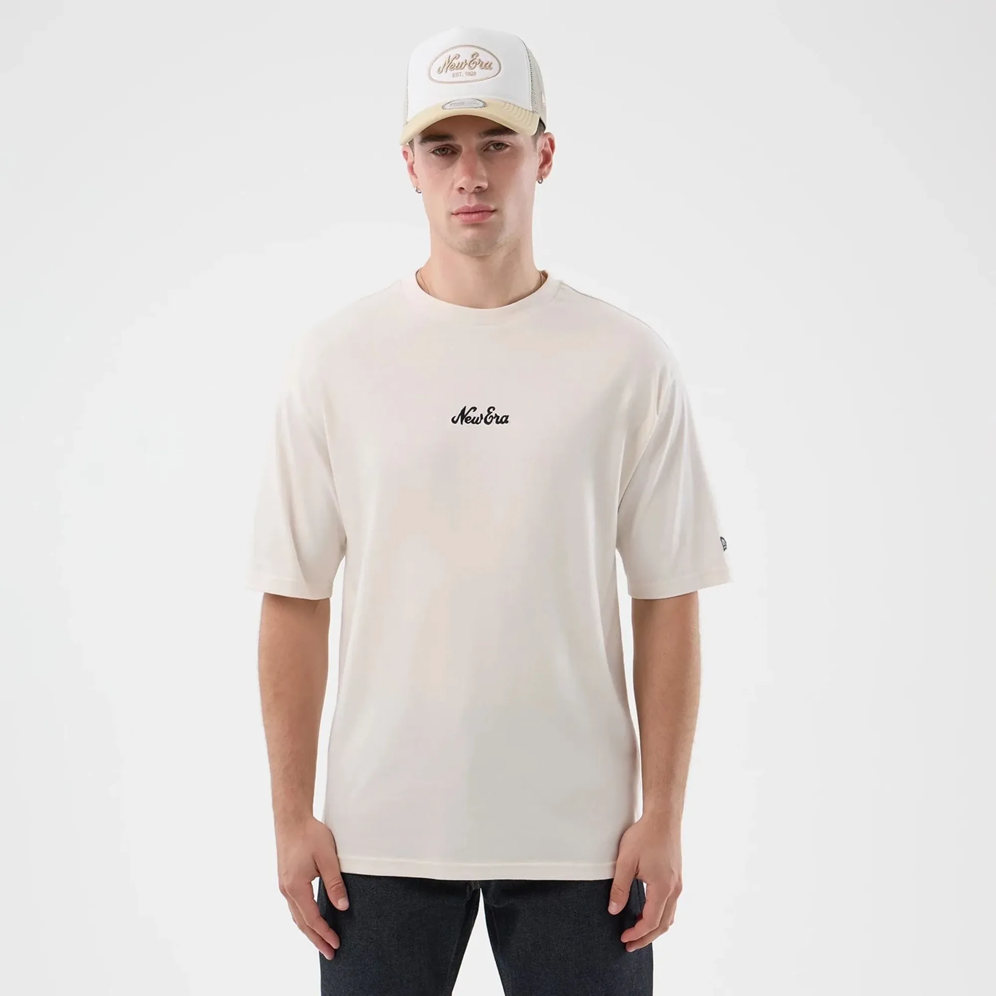New Era Floral Graphic Open White Oversized T-Shirt adult unisex