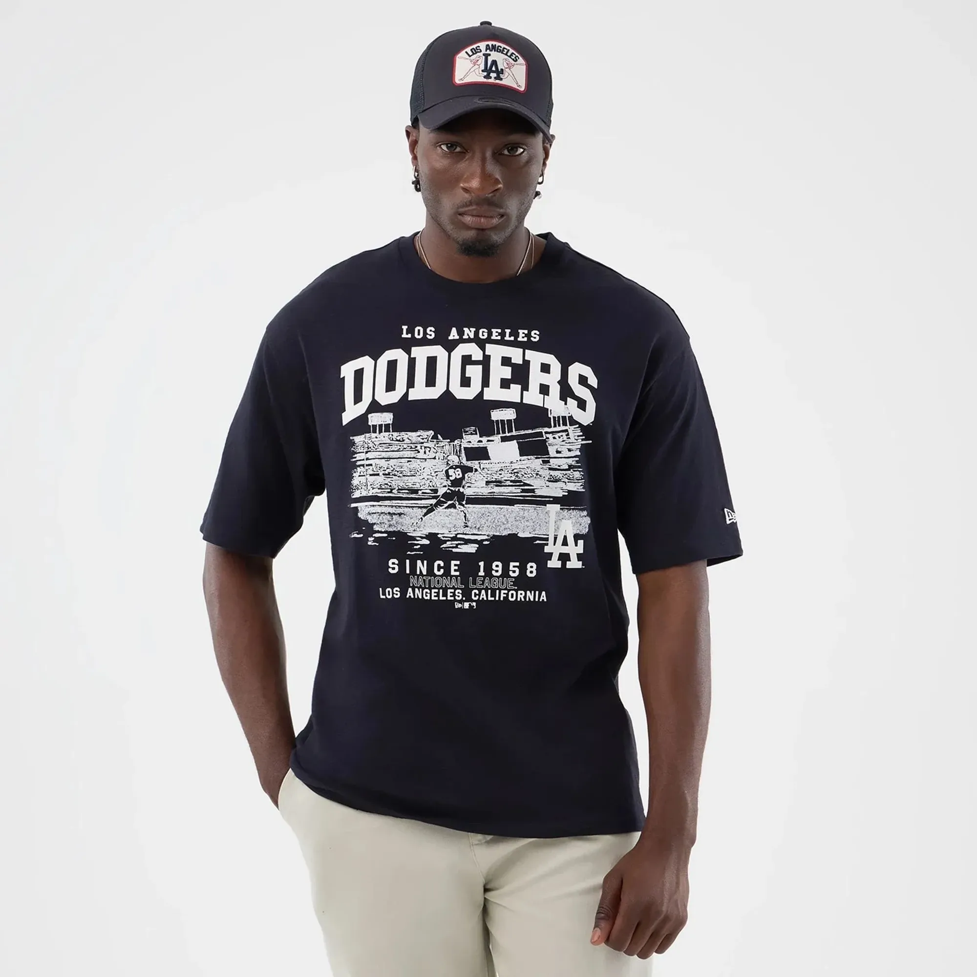 LA Dodgers MLB Slub Navy Oversized T-Shirt New Era Cap adult unisex