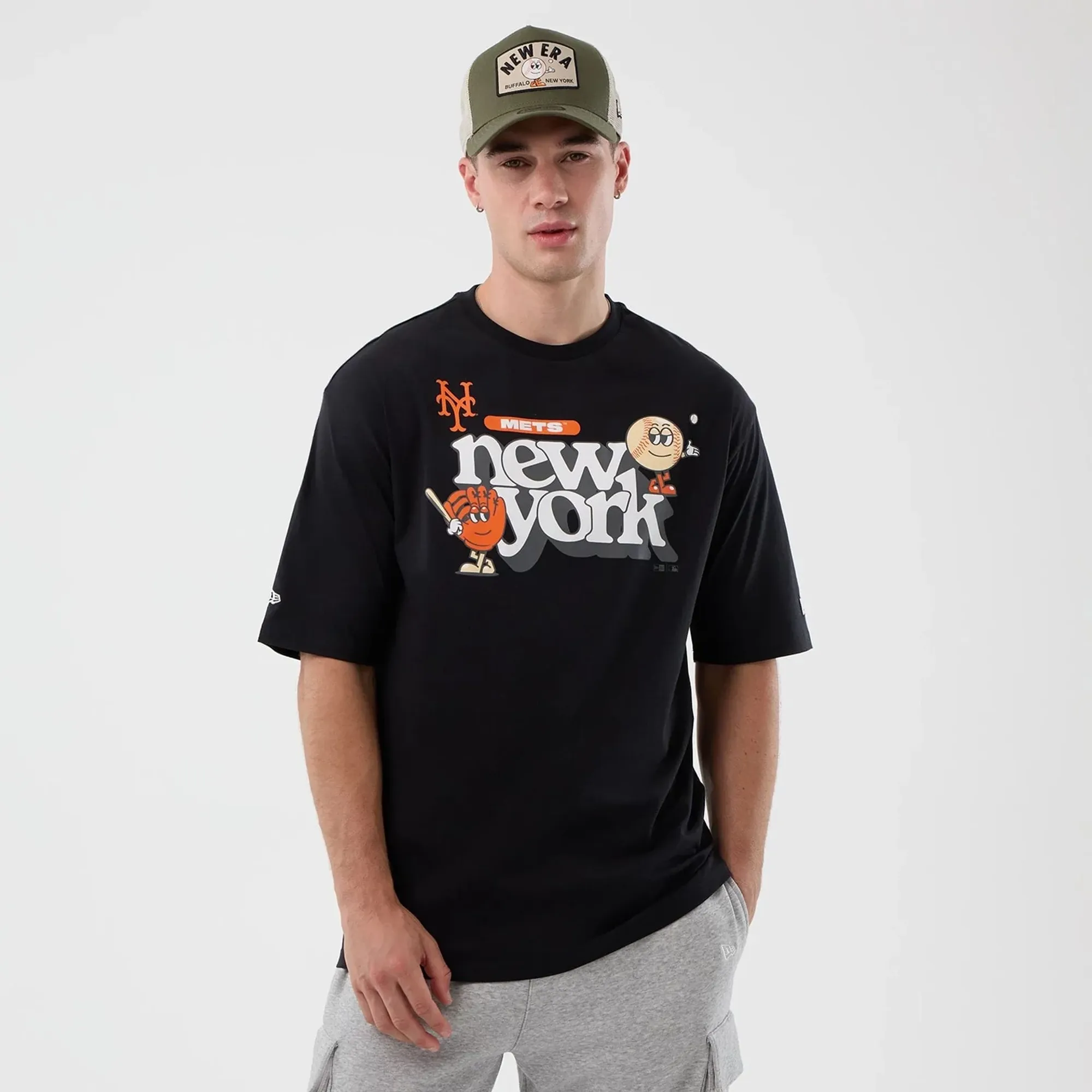 New York Mets MLB Icon Graphic Black T-Shirt New Era Cap adult unisex
