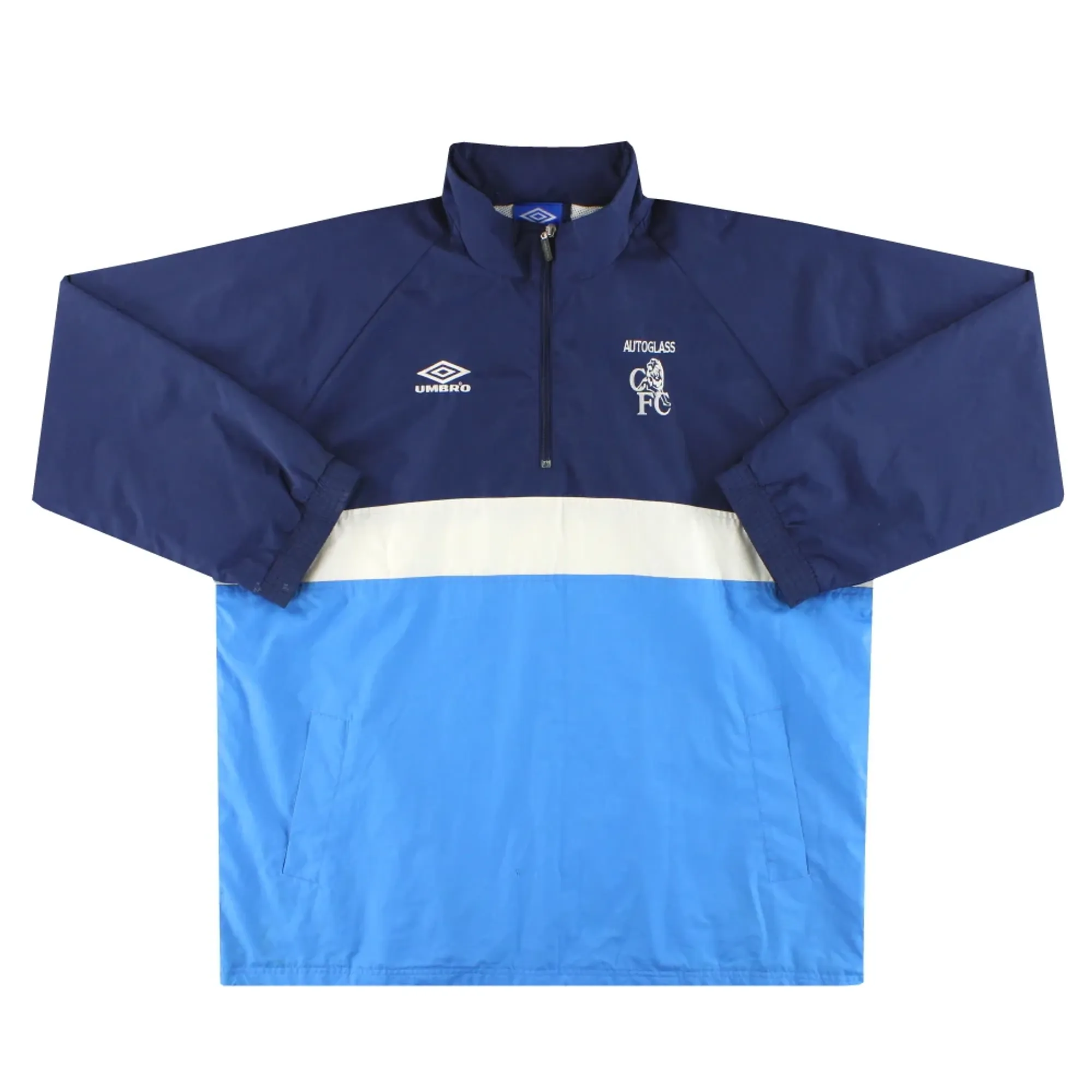 1999-01 Chelsea Umbro 1/4 Zip Hooded Track Top XL - Chelsea / Very Good 