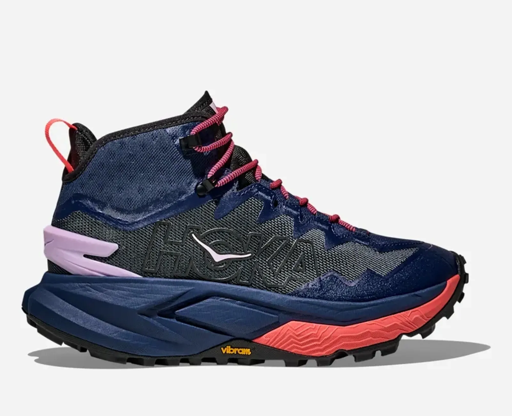 Hoka Women's Mafate Hike Hiking Shoes In Midnight Blue/Neon Flame