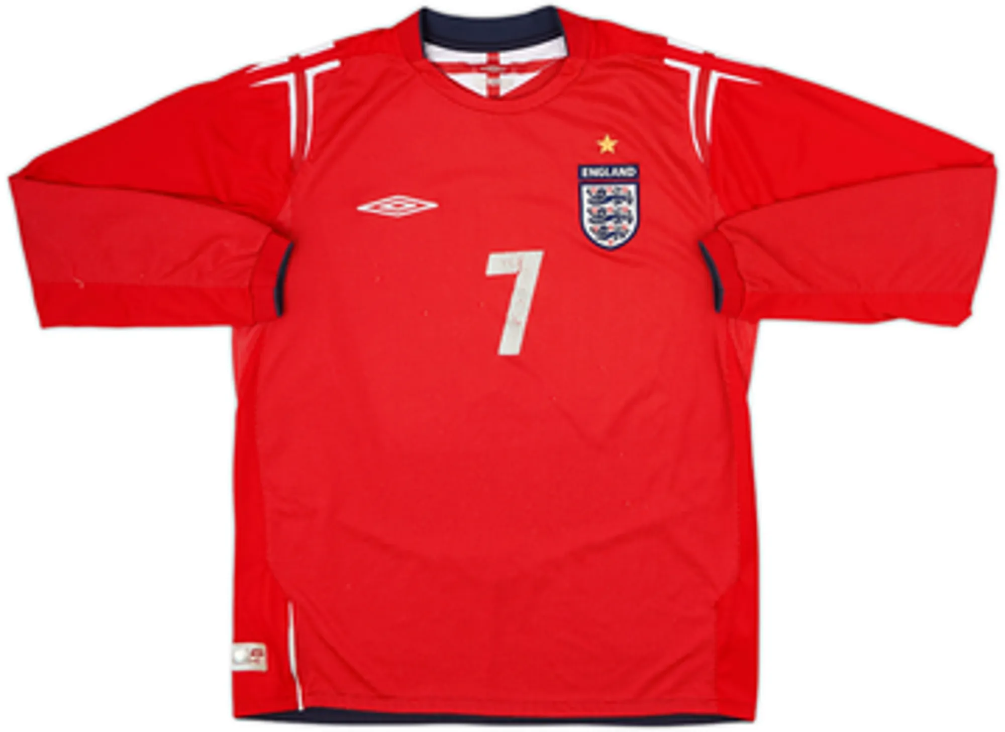 2004-06 England Away L/S Shirt Beckham #7 - 5/10 - (L)