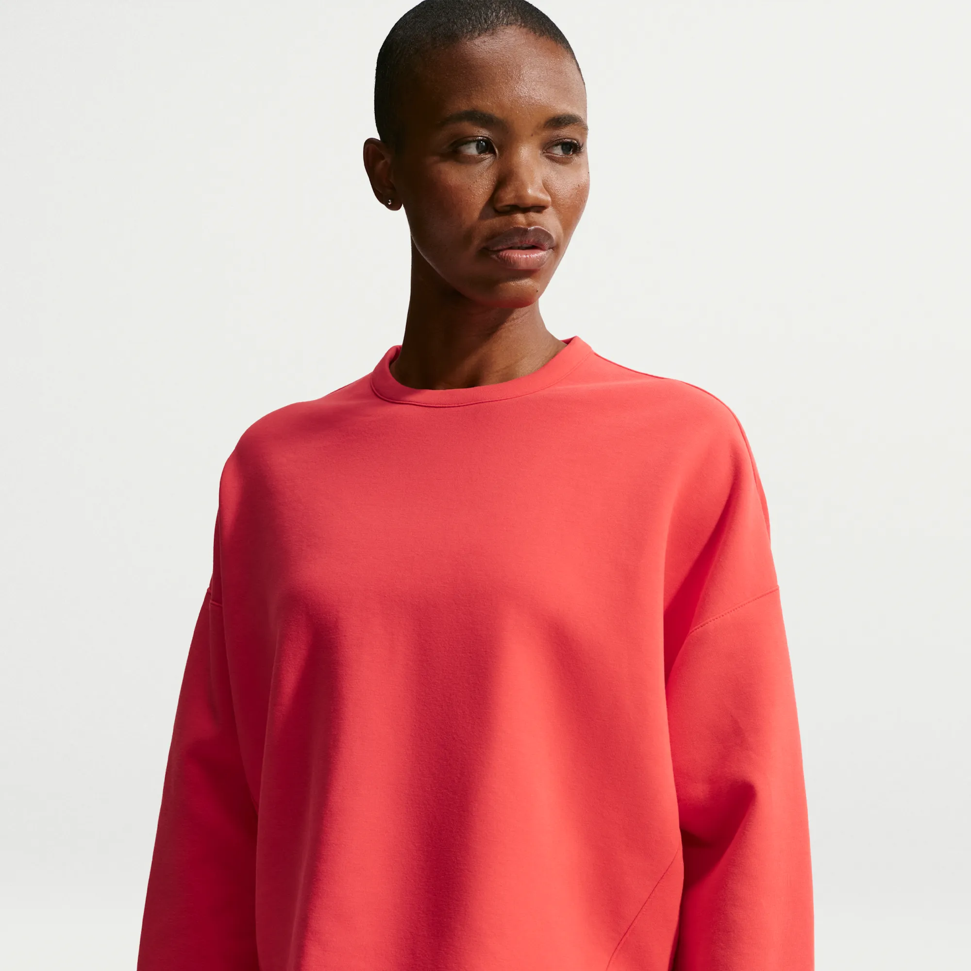 Nike 24.7 ImpossiblySoft Women's Dri-FIT Oversized Crew-Neck Top - Red - Polyester/Modal/Cotton
