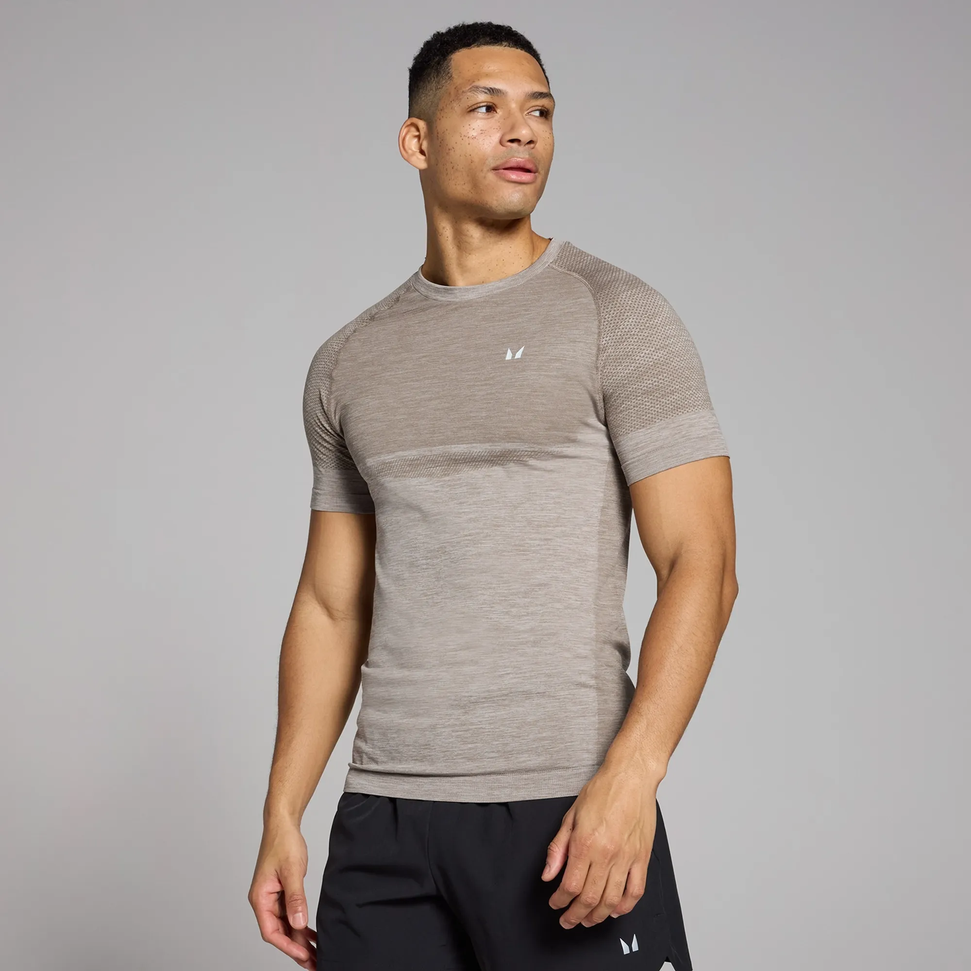 MP Men's Seamless Short Sleeve T-Shirt - Tan Marl - XS