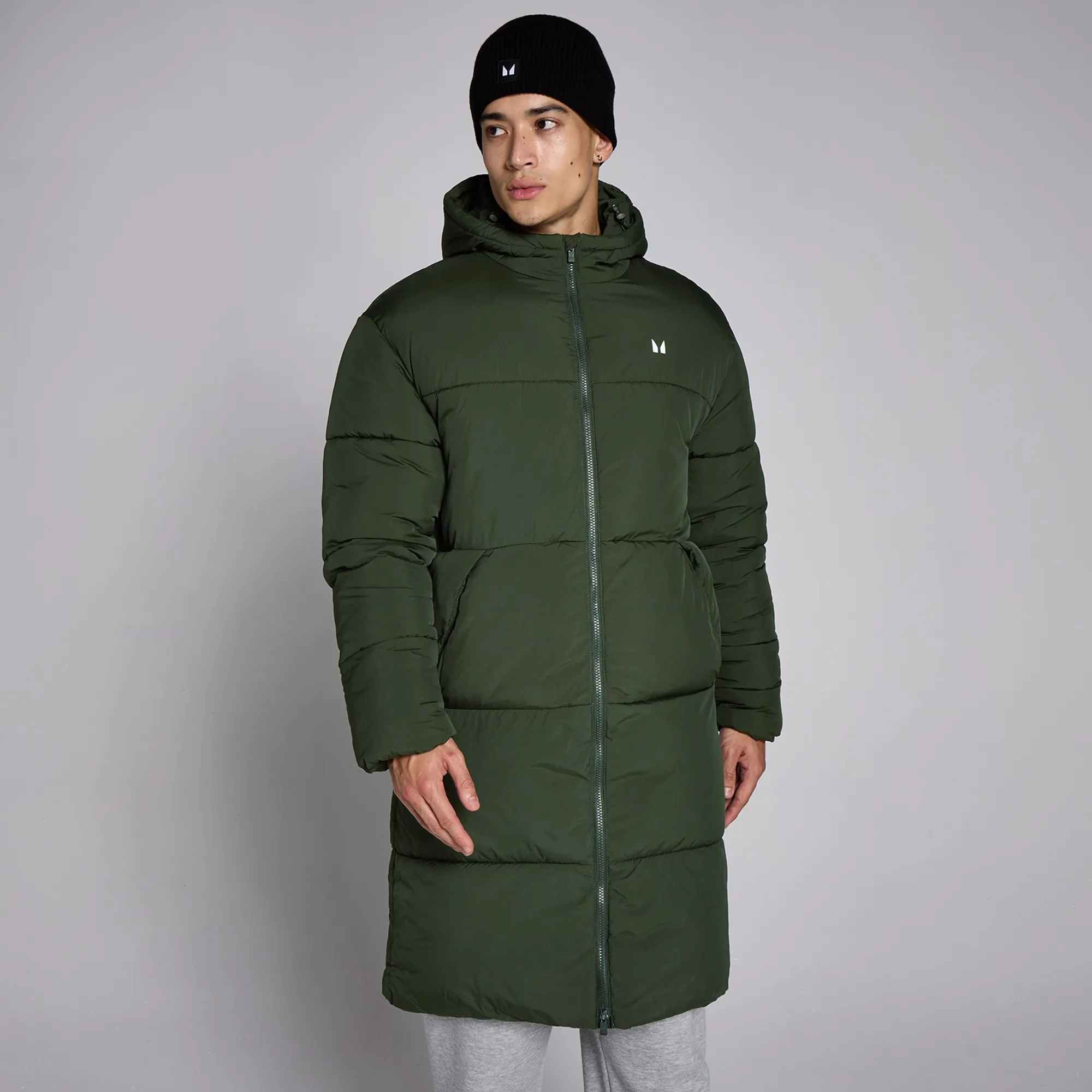 MP Men's Long Puffer Jacket - Forest Green - S