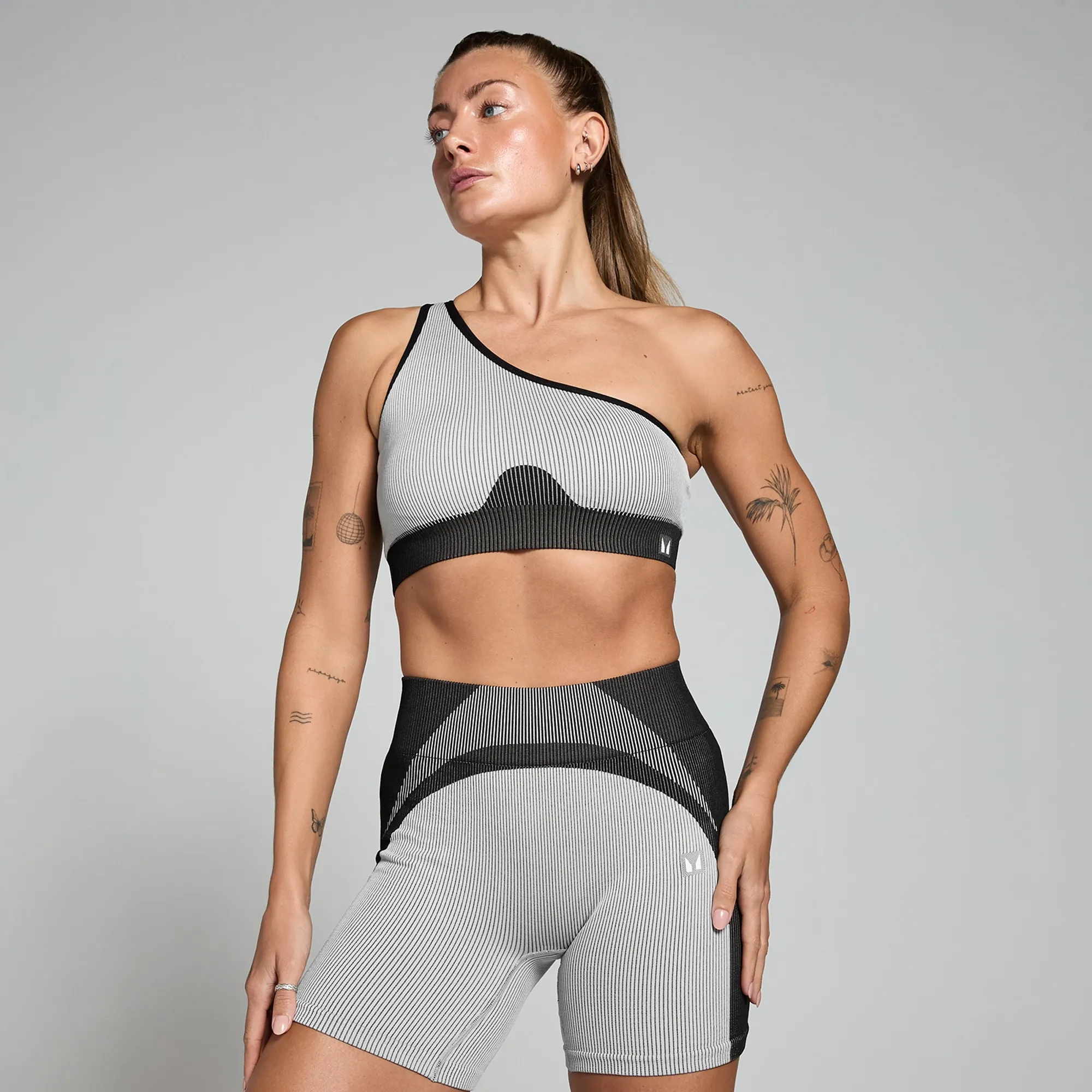 MP Women's Contrast Rib Seamless Bra - Black/Grey - XS