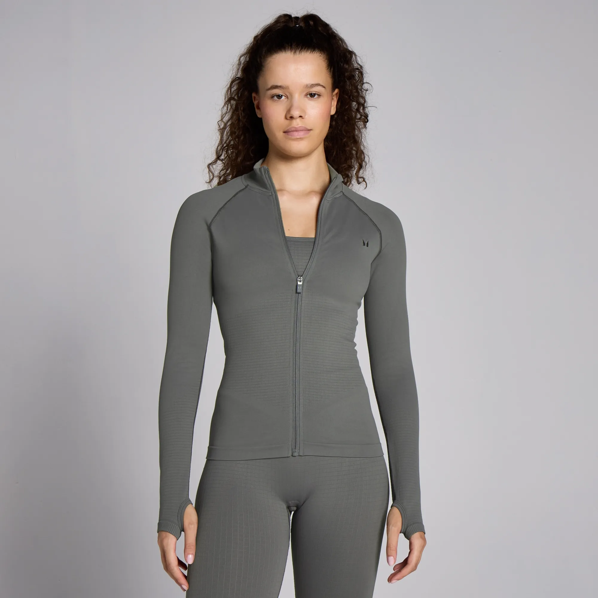 MP Women's Waffle Seamless Full Zip Jacket - Gun Metal - XL