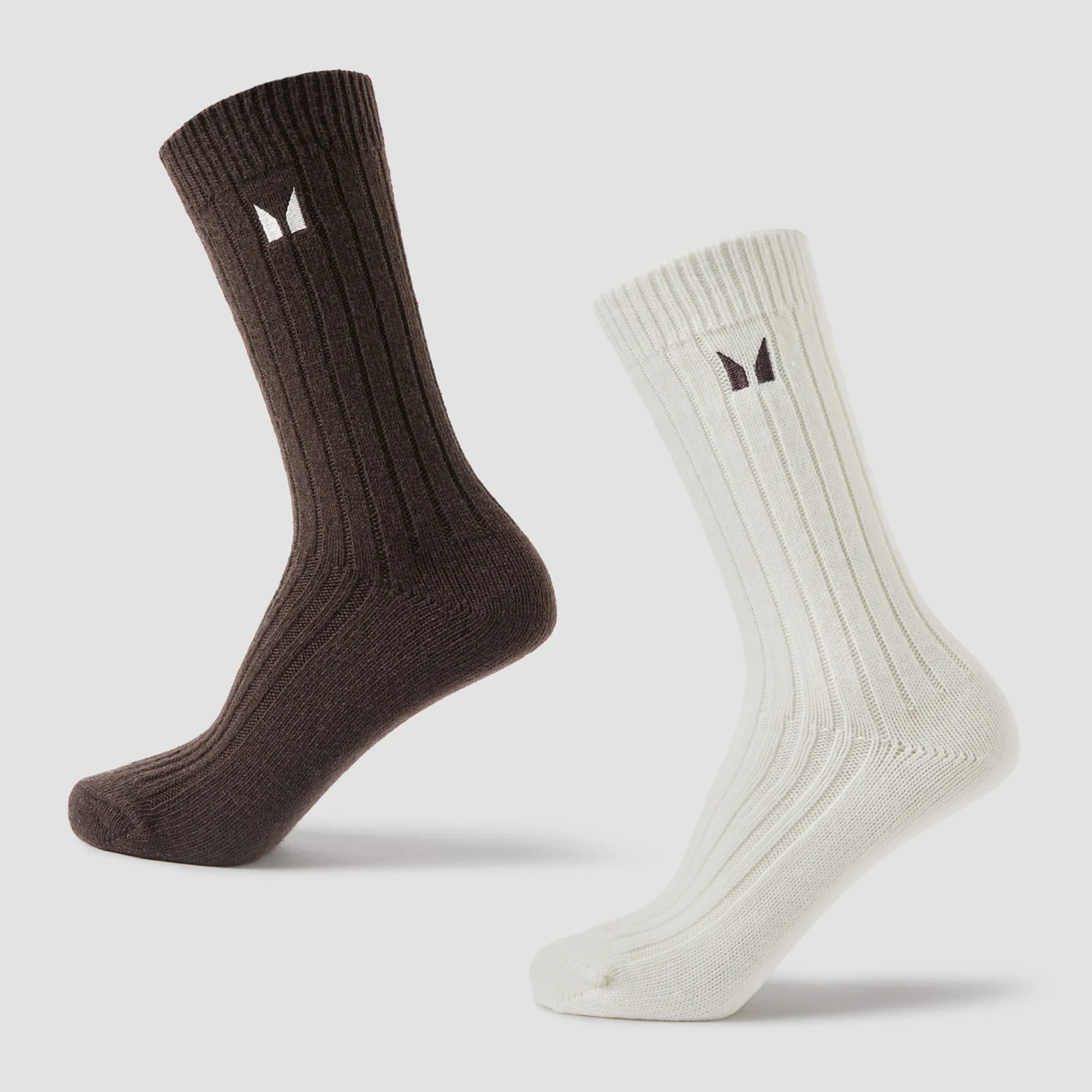 MP Chunky Knit Lifestyle Socks (2 pack) - Soft Cream/Chocolate - UK 9-11