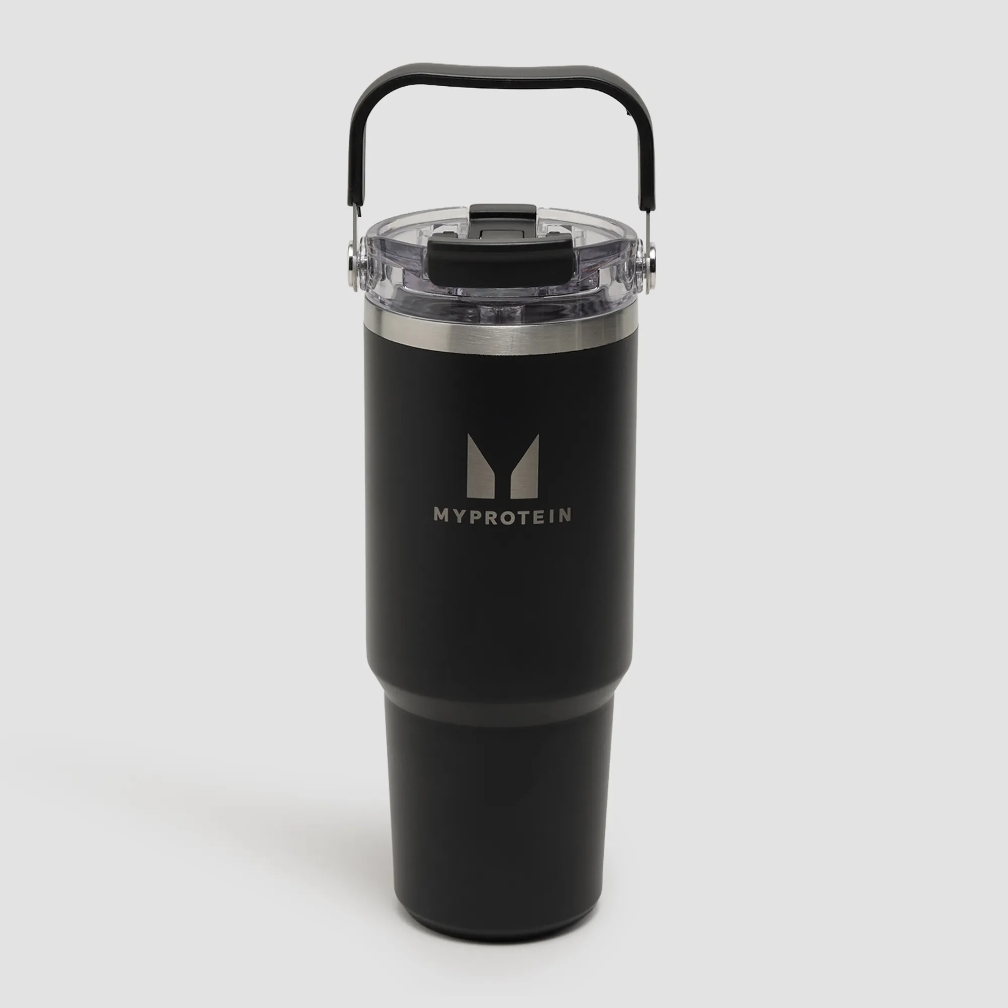 Myprotein Recycled Metal Top Handle Straw Bottle 900ml - Black