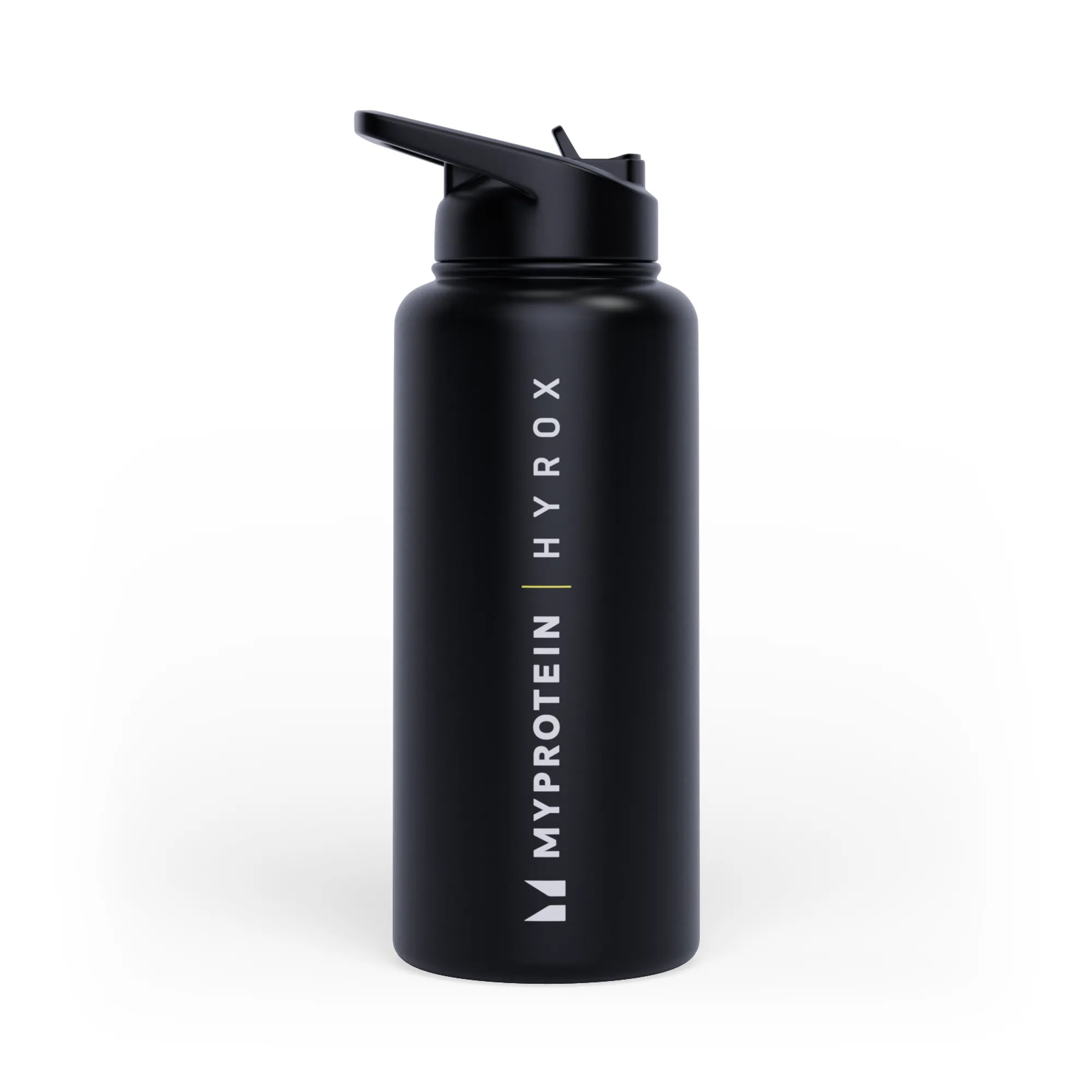 Myprotein Hyrox Recycled Metal Flip Straw Bottle 1L - Black