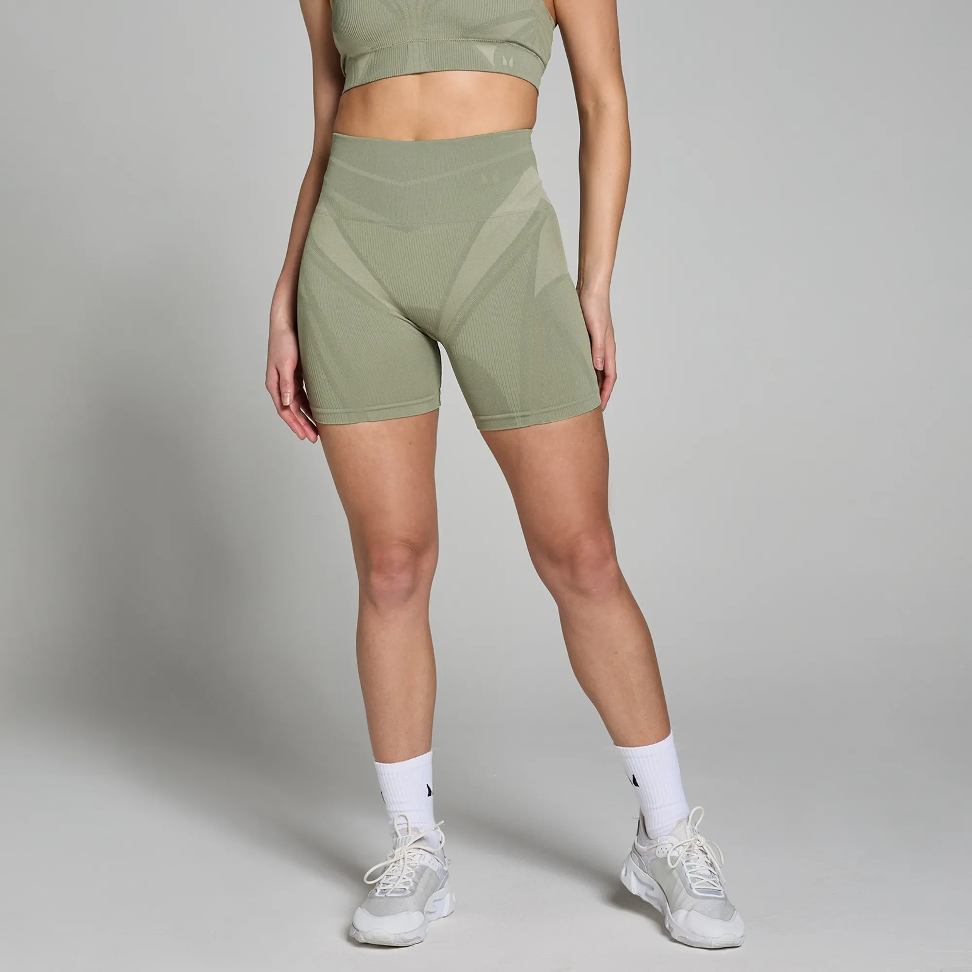 MP Women's Tempo Ultra Geometric Seamless Booty Shorts - Brindle - S