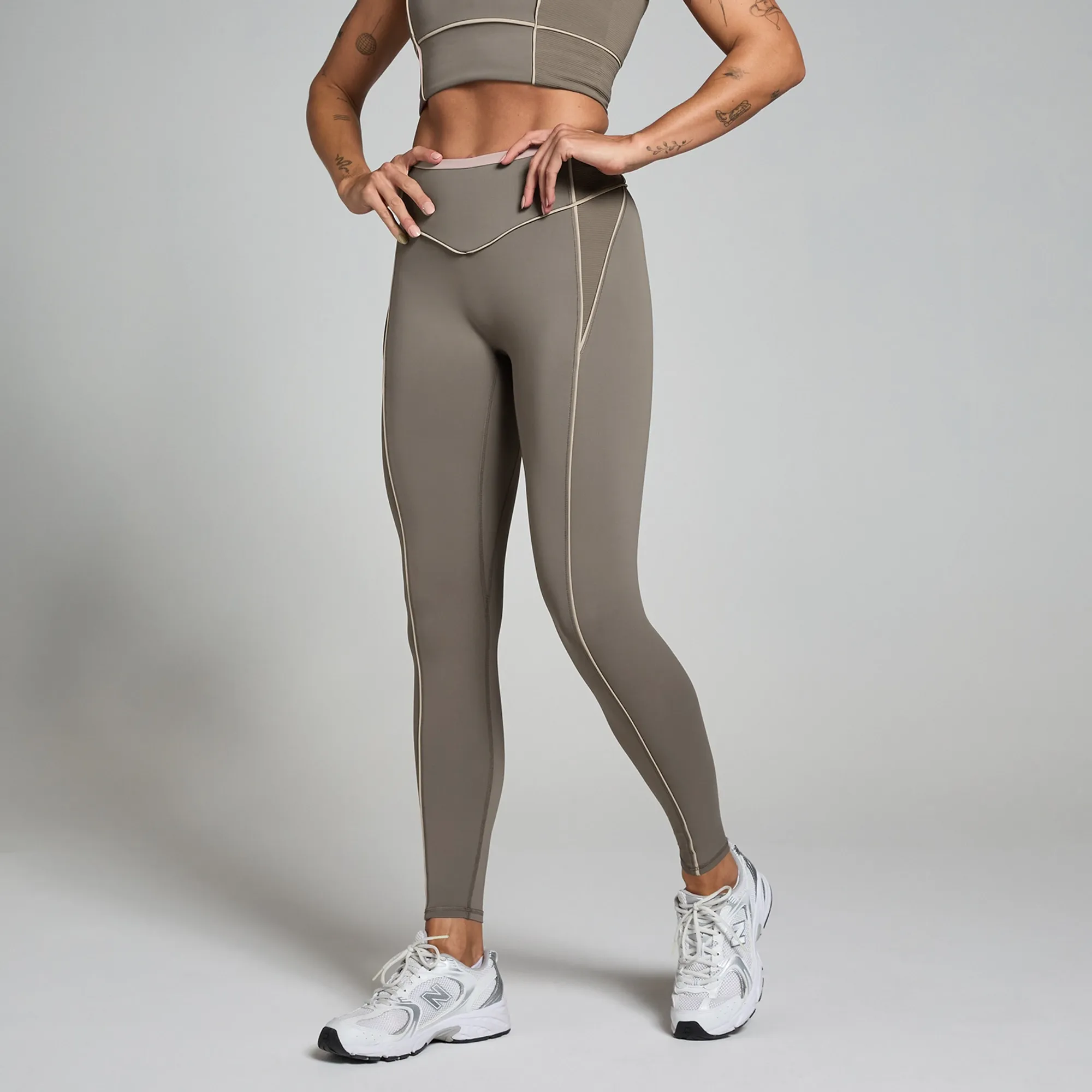 MP Women's Tempo Contrast Texture Leggings - Espresso - XL