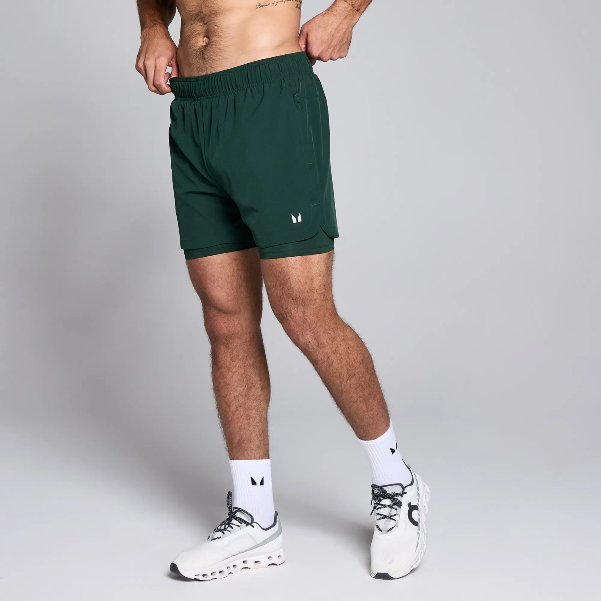 MP Men's 5  2-in-1 Training Shorts - Dark Emerald - XS