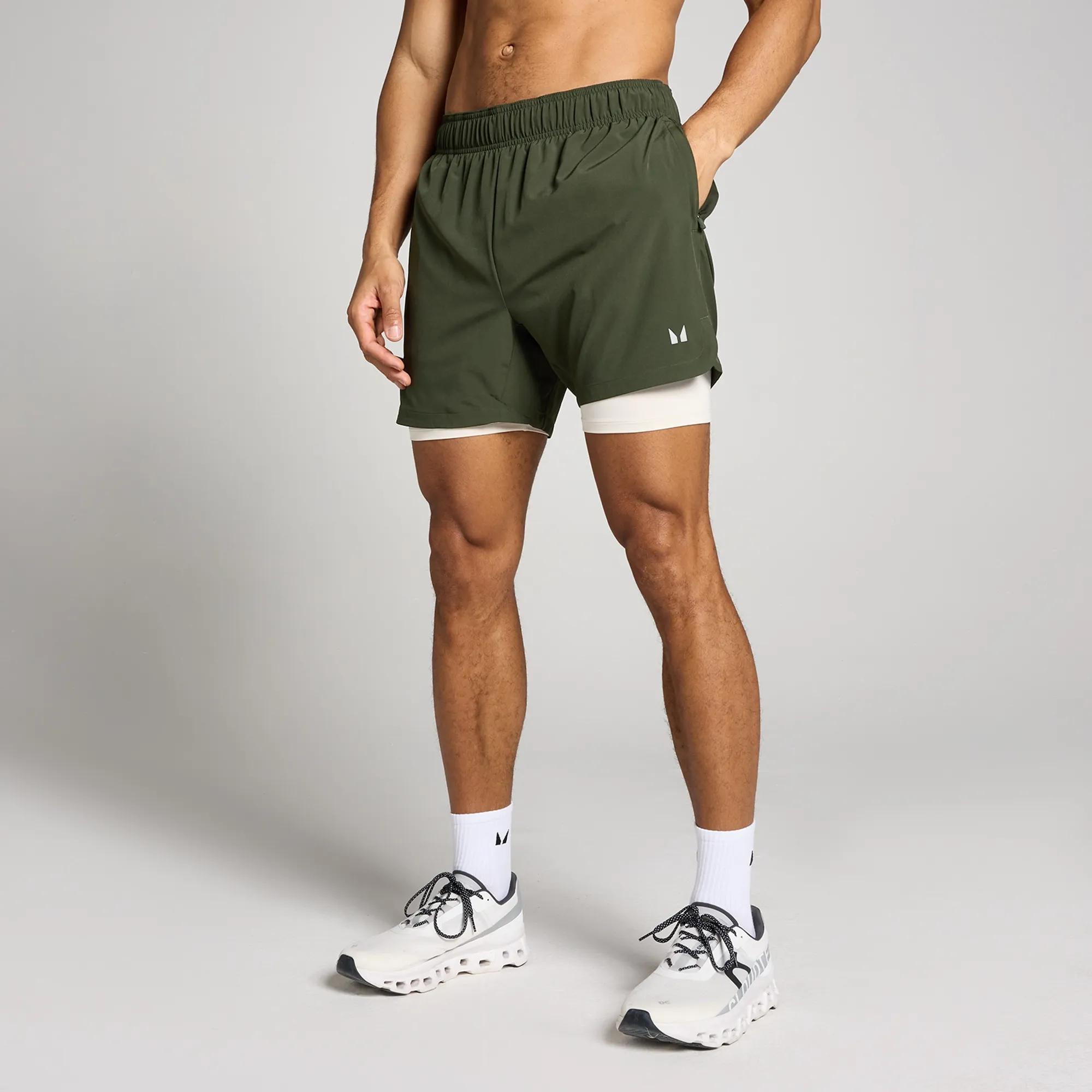 MP Men's 5  2-in-1 Training Shorts - Forest Green