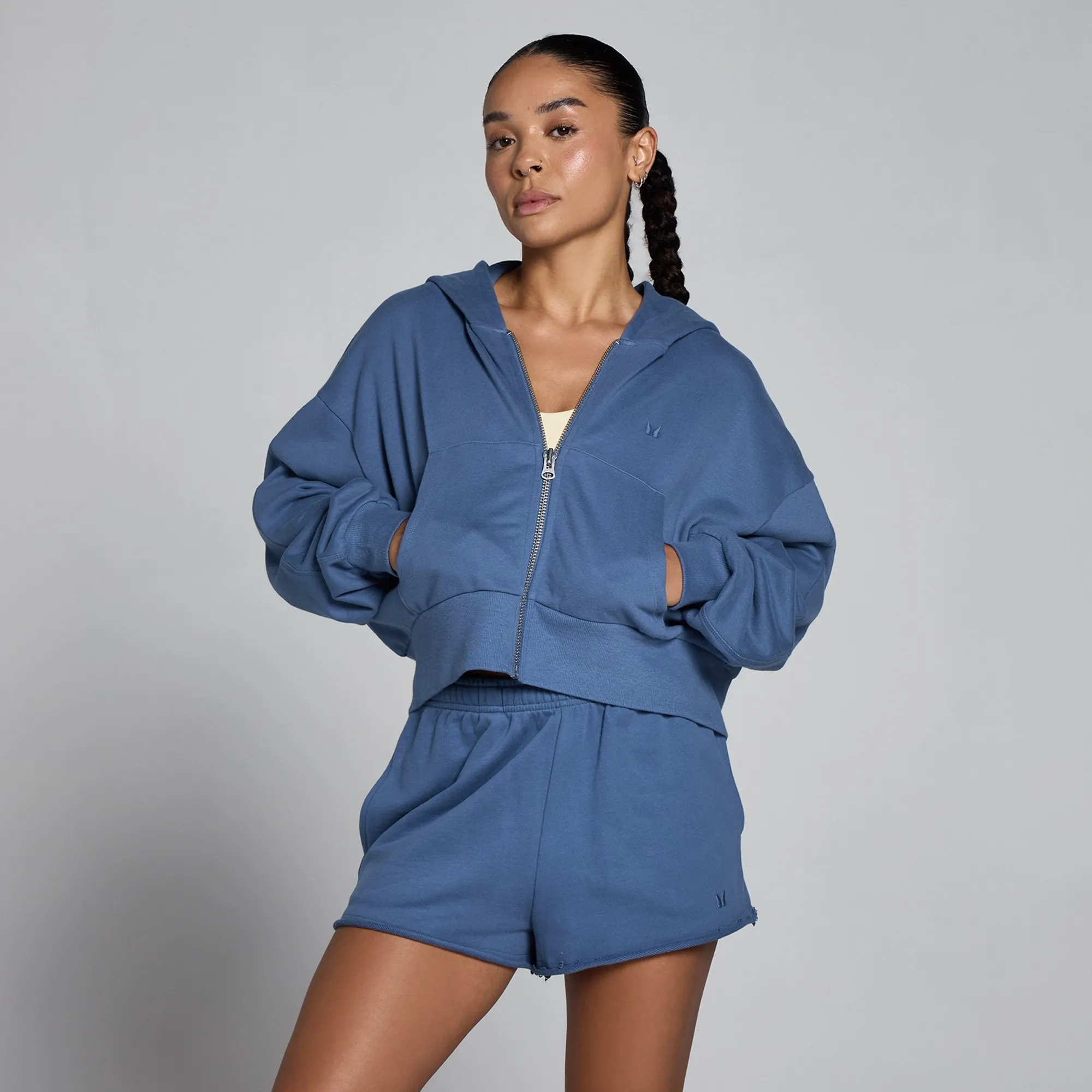 MP Women's Lightweight Loopback Zip Through Hoodie - Slate Blue