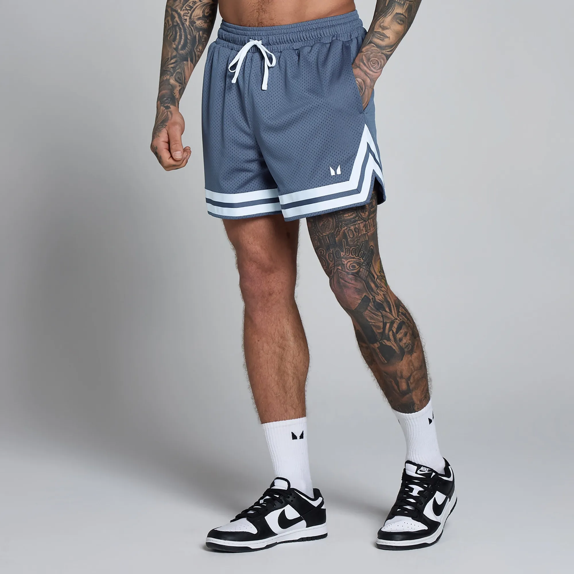 MP Men's Lift 5  Mesh Contrast Tape Short - Charcoal Blue