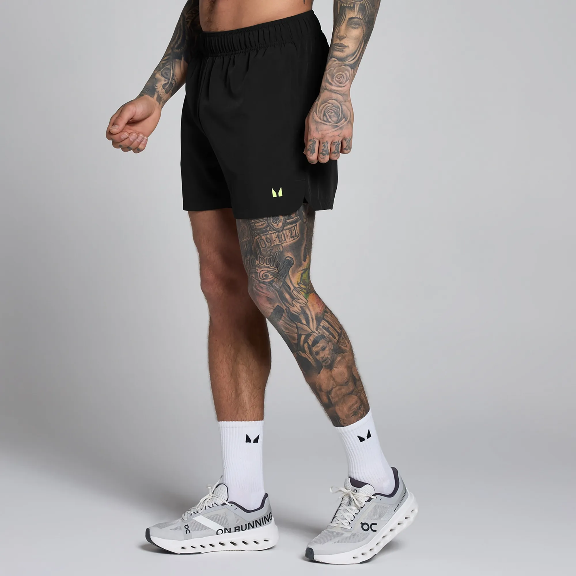MP Men's Training 5  Woven Short - Black / Light Lime