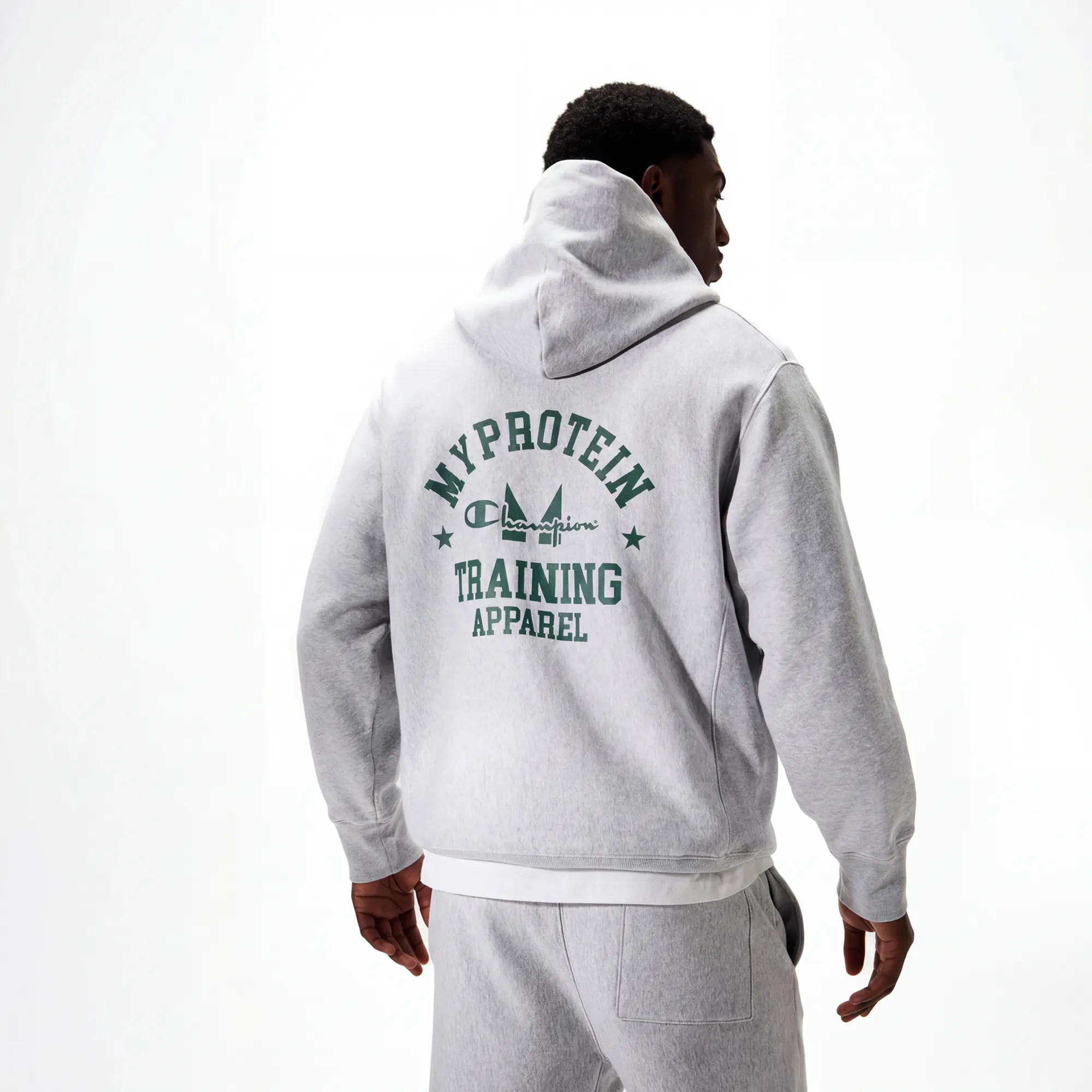 Myprotein X Champion Soft Reverse Weave Fleece Hoodie Grey Marl
