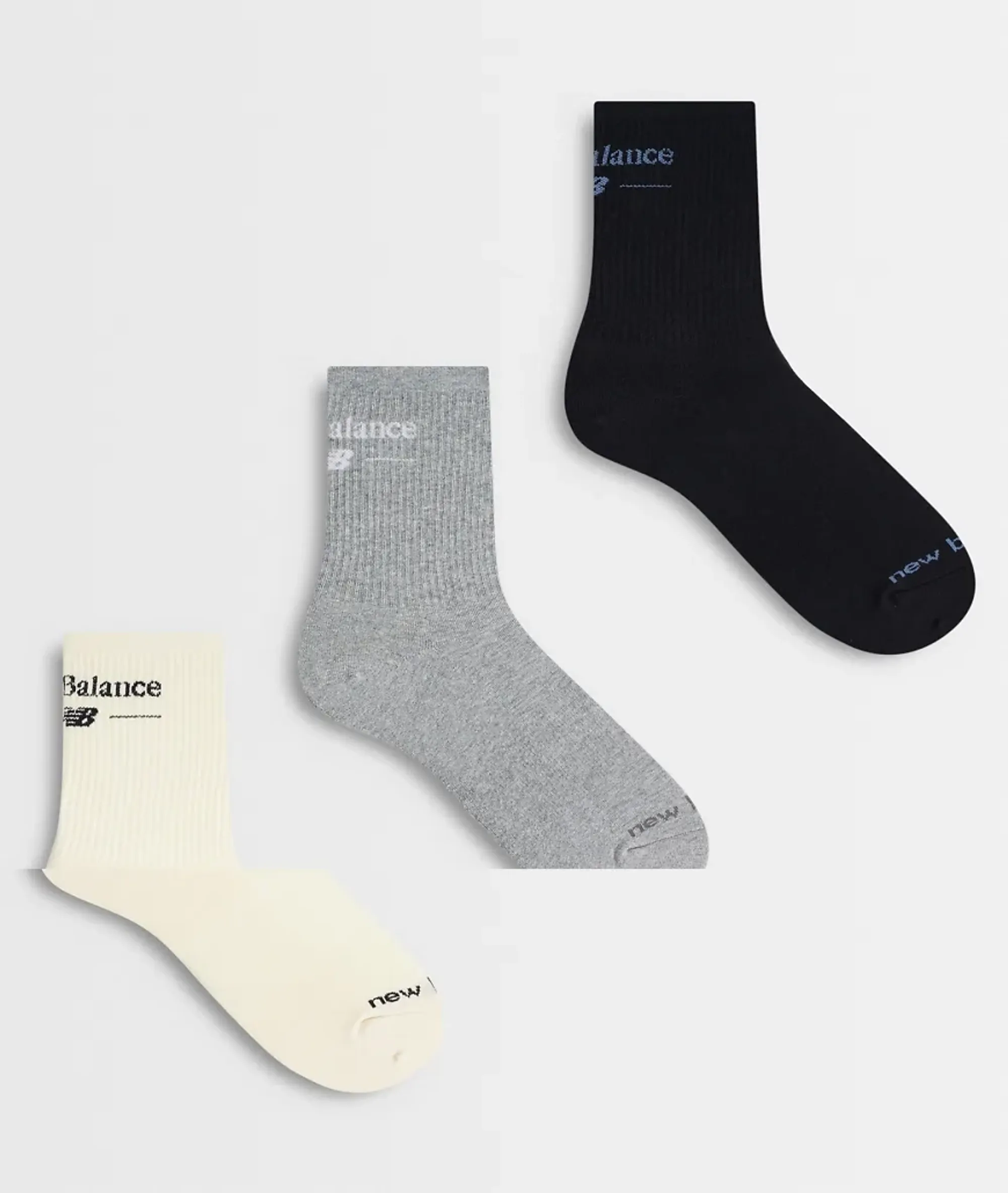 New Balance Script Logo Quarter Crew Sock In Mulit 3 Pack-Multi