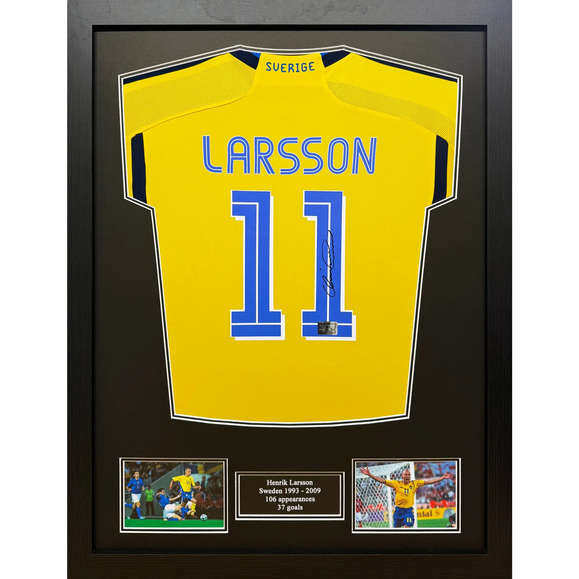 Sweden Framed Henrik Larsson Signed Shirt