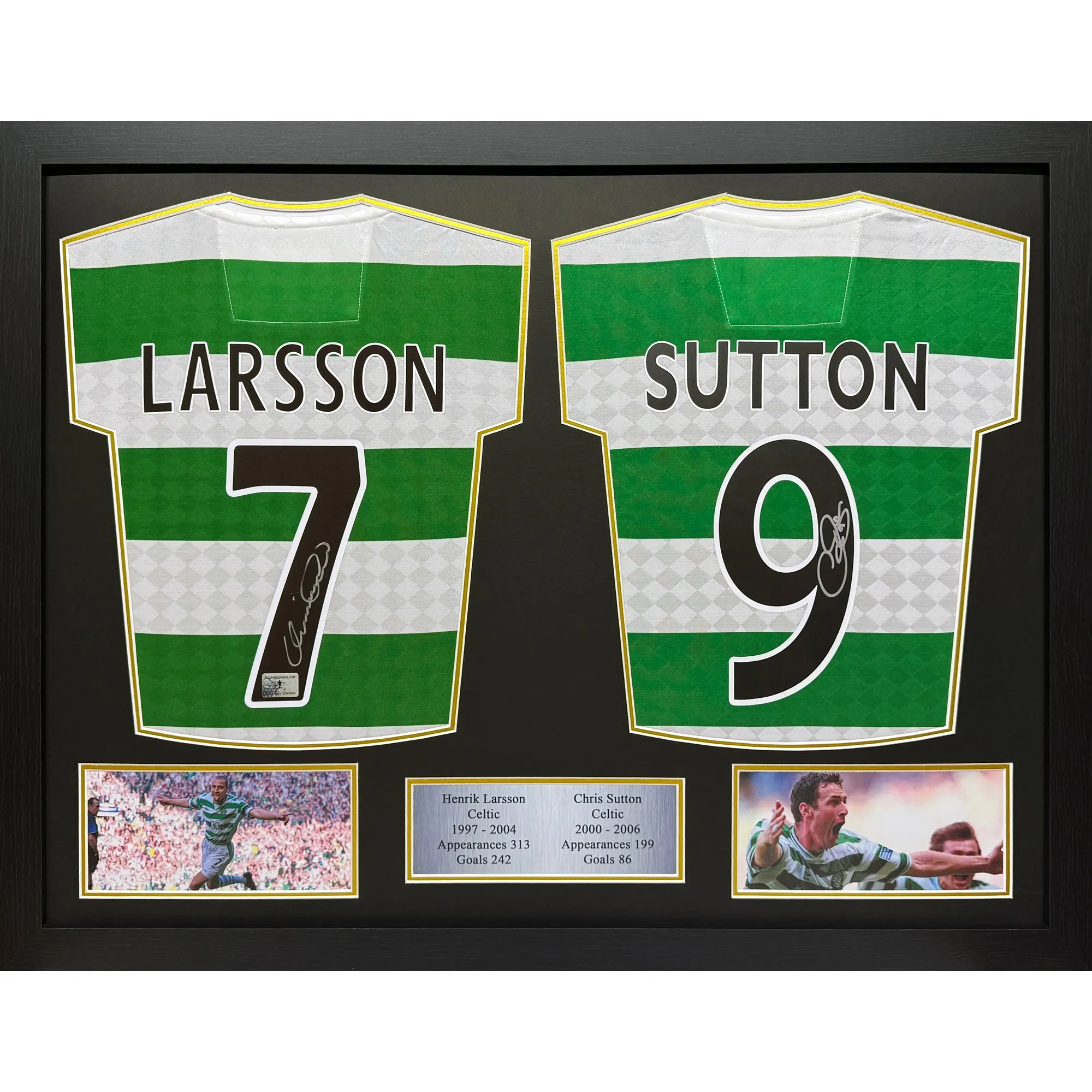 Celtic Henrik Larsson Chris Sutton Double Signed Framed Shirt Display