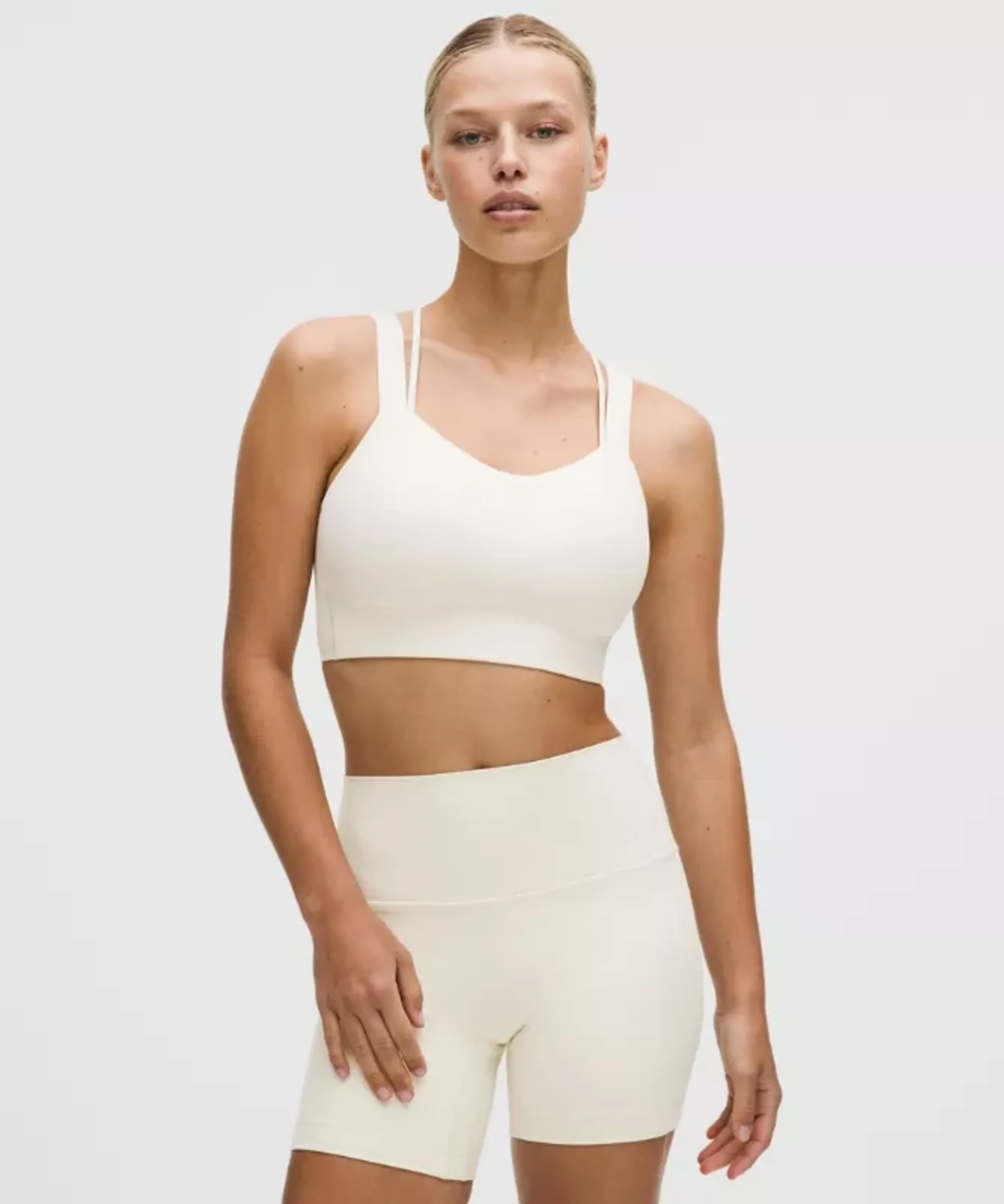 lululemon – Women's Like a Cloud Longline Sports Bra Light Support, D/DD Cup – Color White – Size 10