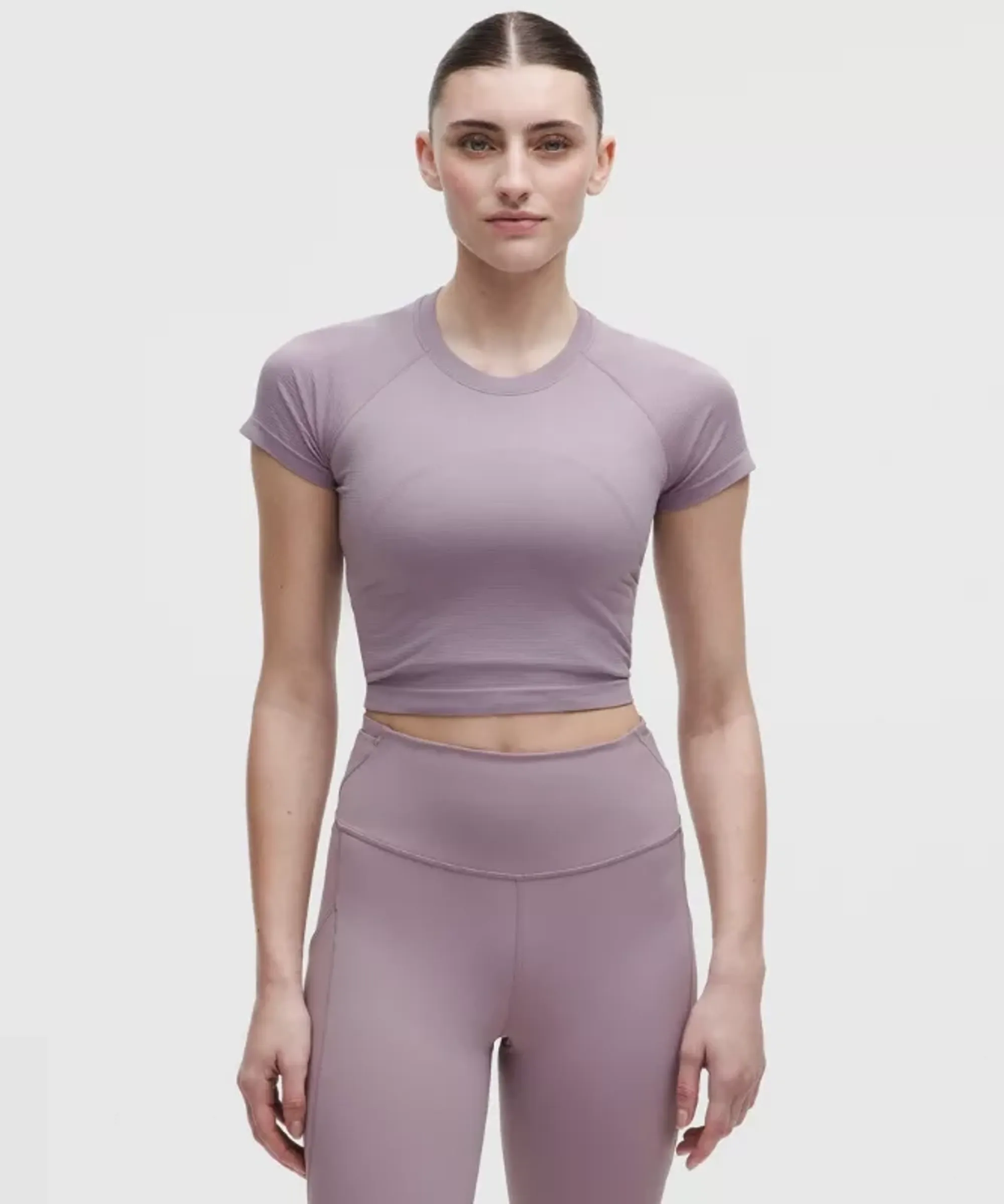 lululemon – Women's Swiftly Tech Cropped Short-Sleeve Shirt 2.0 – Color Purple/Pastel – Size 0