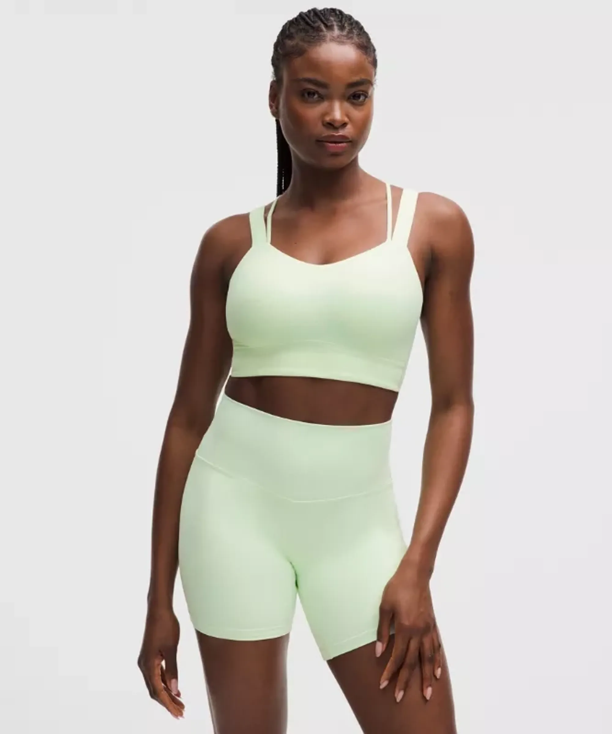 lululemon – Women's Like a Cloud Longline Sports Bra Light Support, D/DD Cup – Color Green/Pastel – Size 10