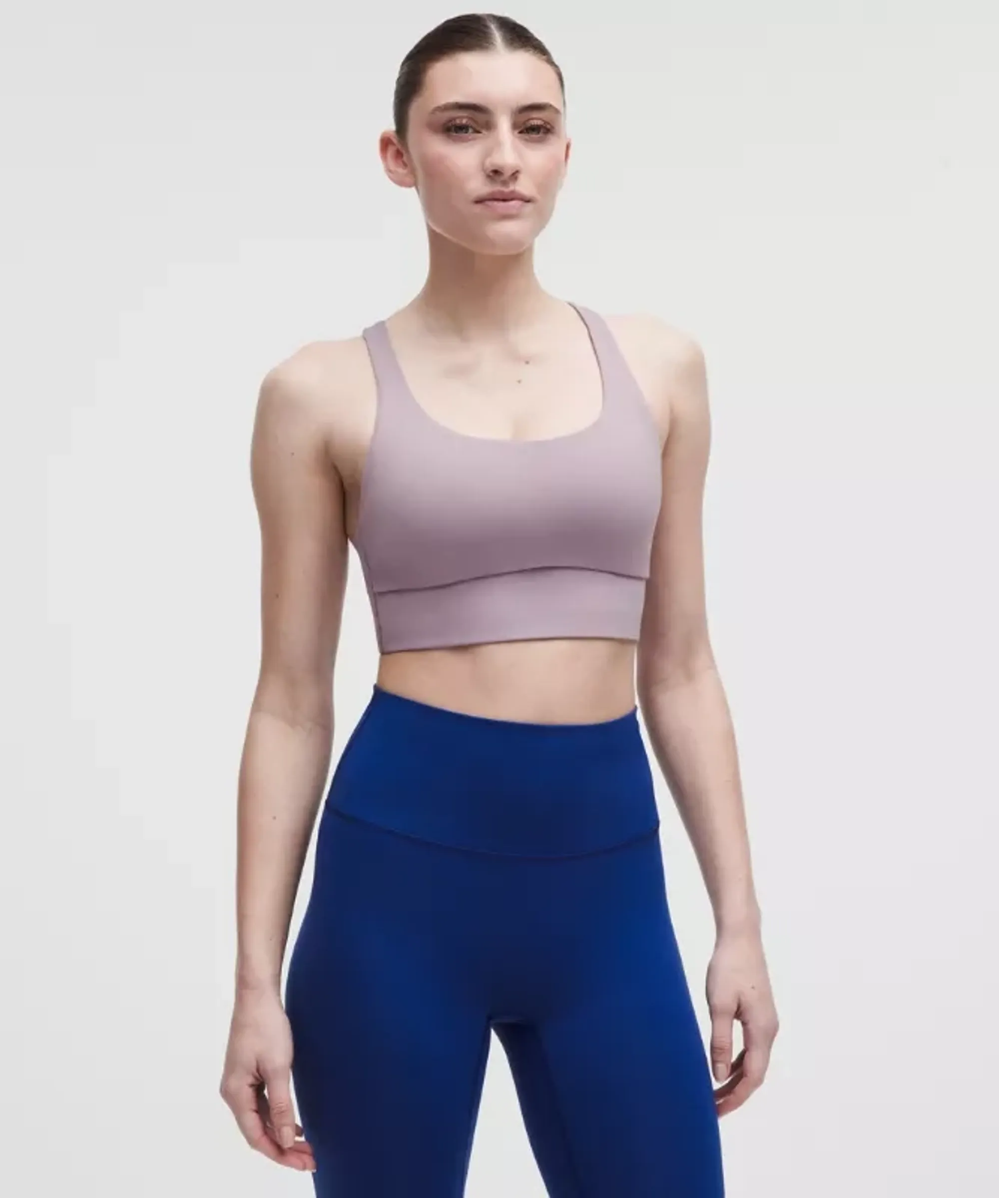 lululemon – Women's Energy Longline Sports Bra Medium Support, B-D Cups Evolve – Color Purple/Pastel – Size Large