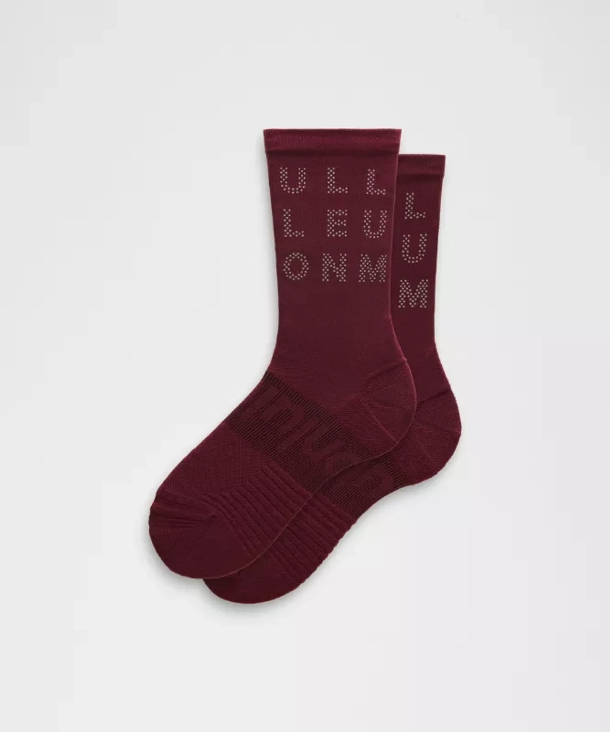 lululemon – Power Stride Crew Socks Reflective – Color Burgundy/Red – Size Large