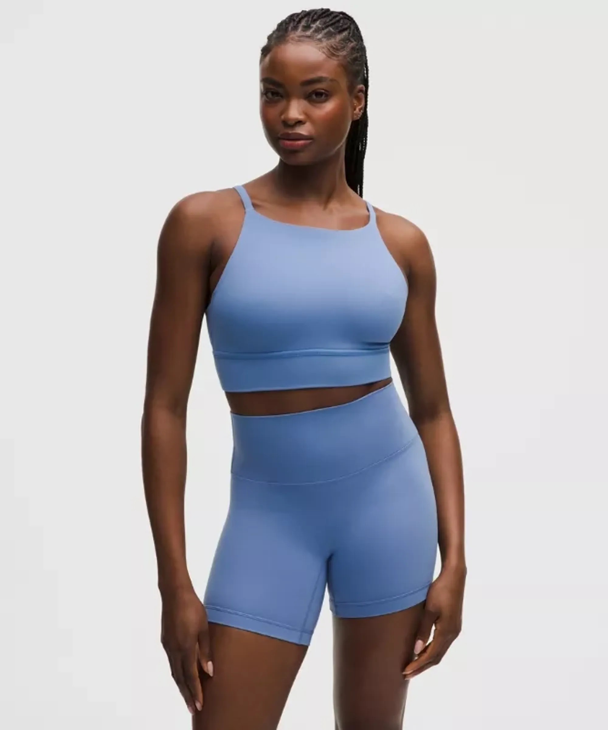 lululemon – Women's Focuser High-Neck Sports Bra Light Support, C/D Cup – Color Blue – Size Large