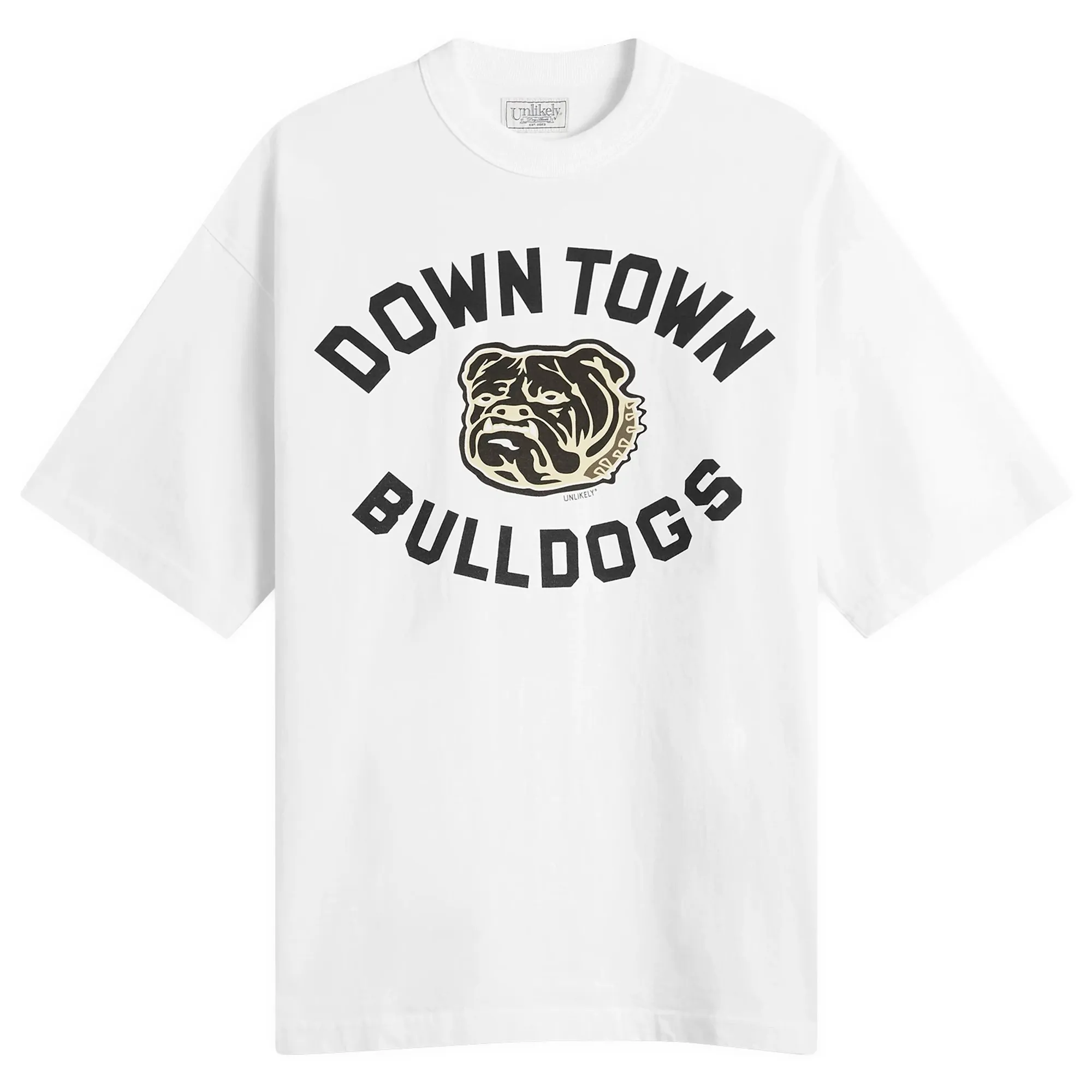Unlikely Dry Goods Men's "BULLDOGS" Graphic T-Shirt White