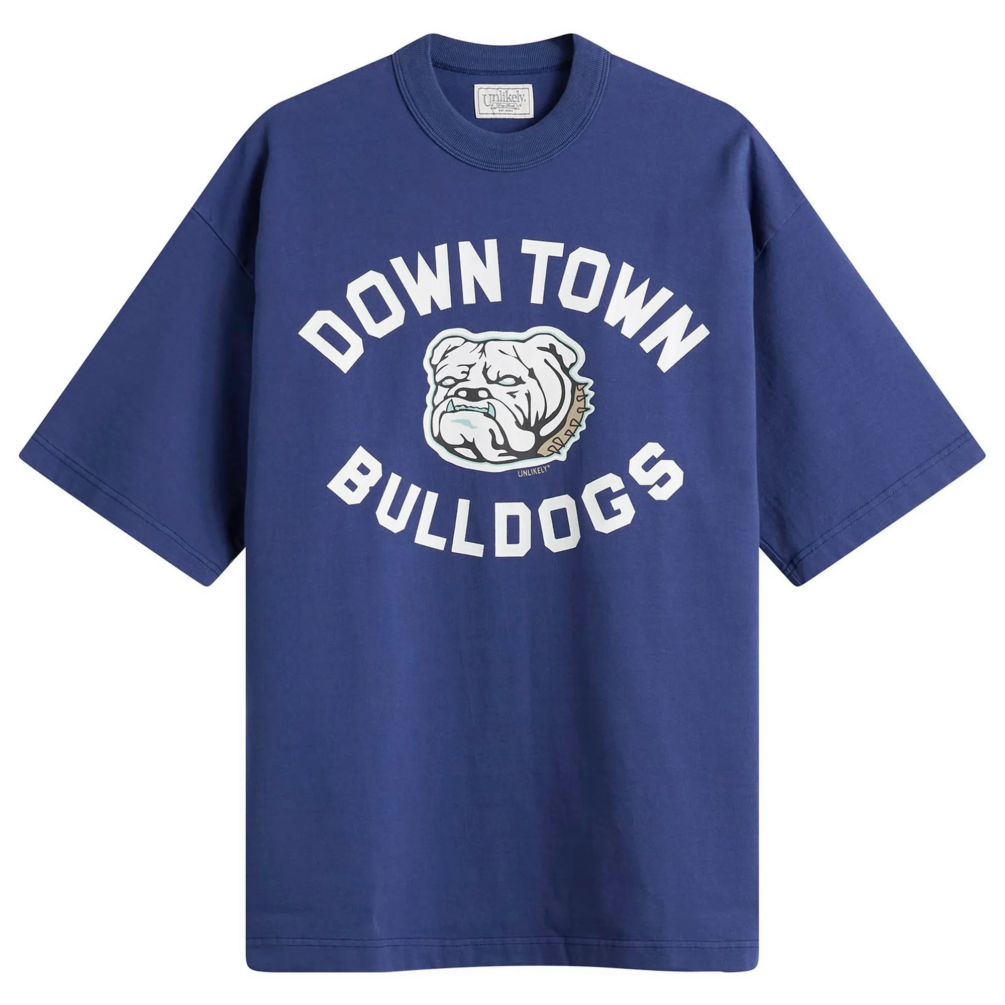 Unlikely Dry Goods Men's "BULLDOGS" Graphic T-Shirt Blue