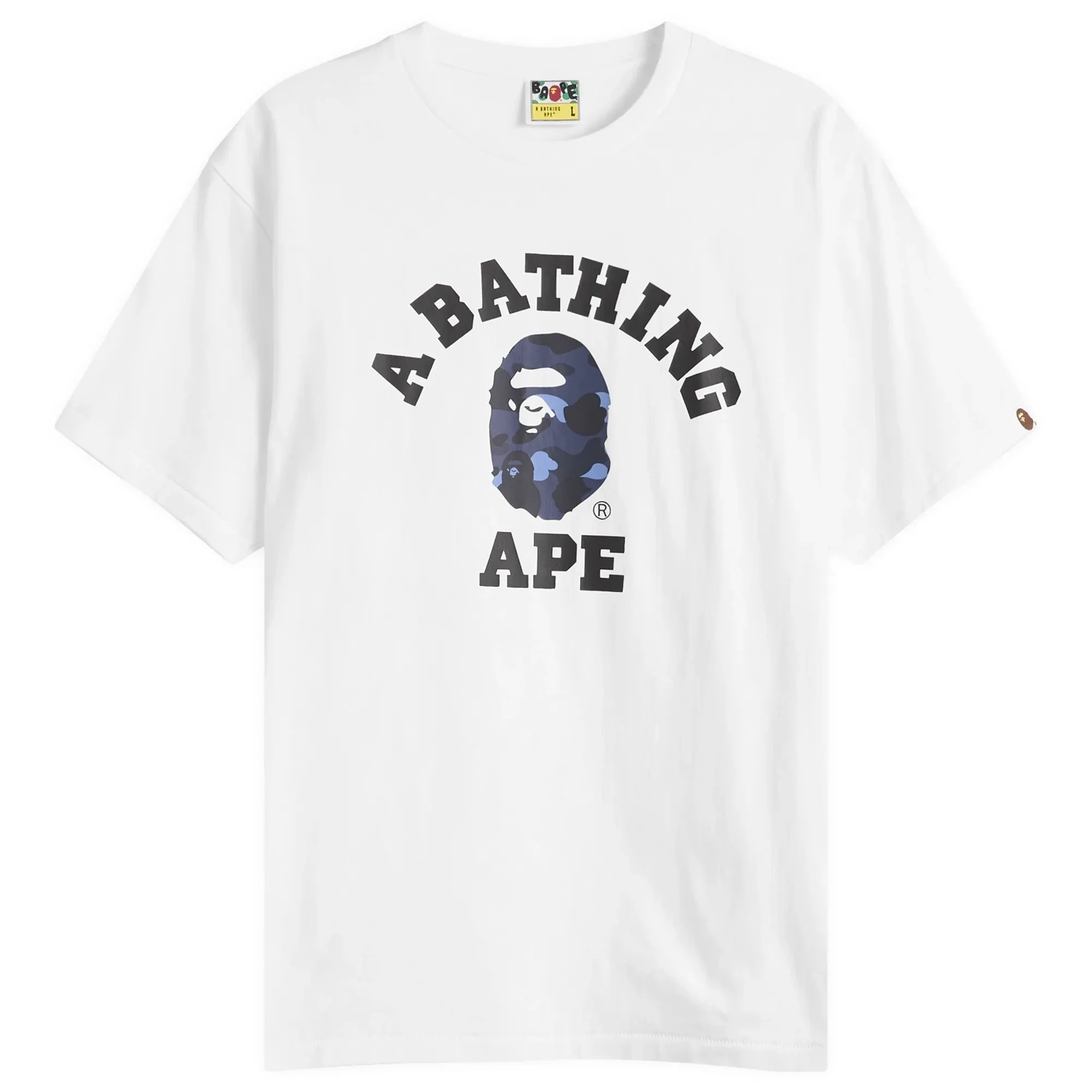 A Bathing Ape Men's Colour Camo College T-Shirt White/Navy