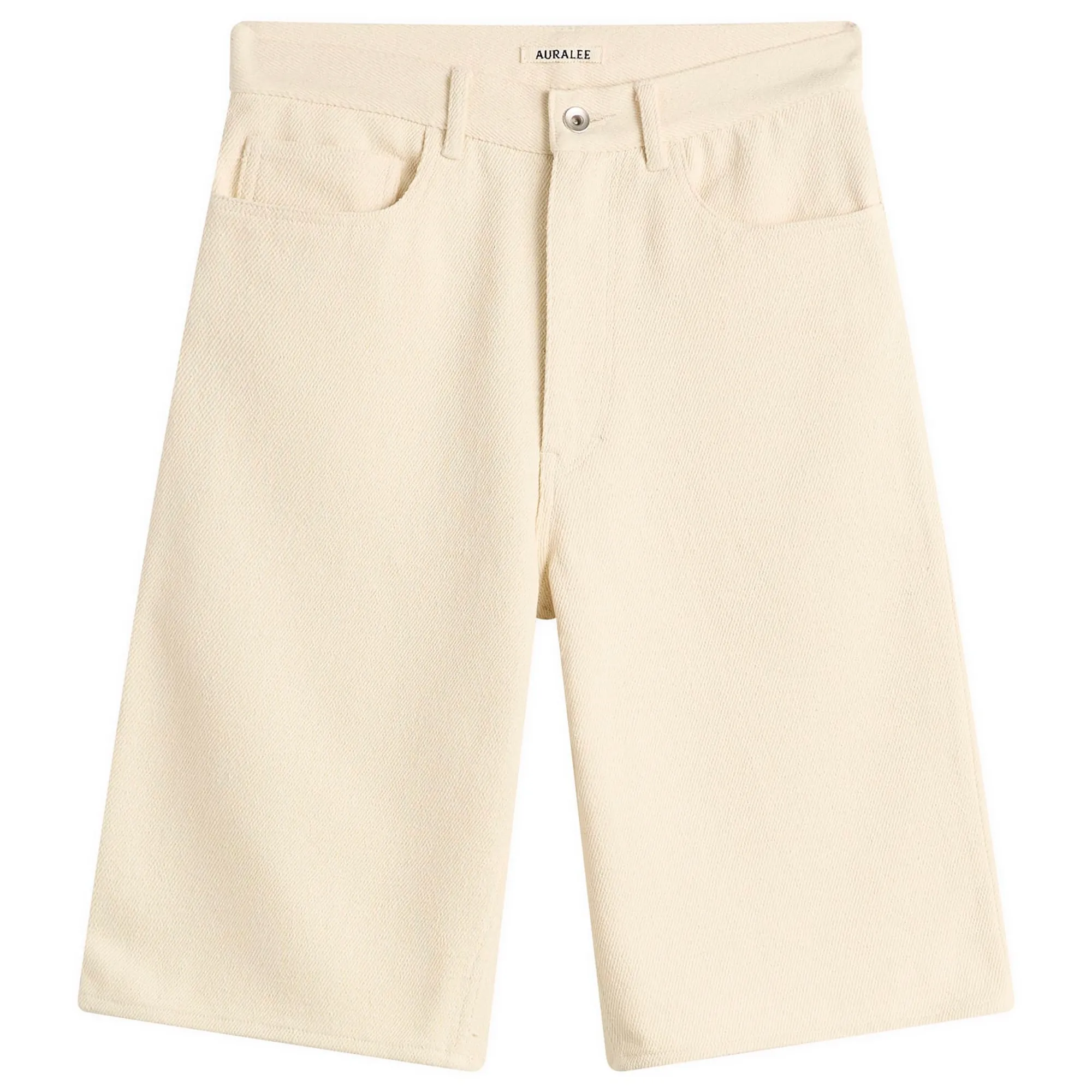 Auralee Women's Denim Wide Shorts Ivory White