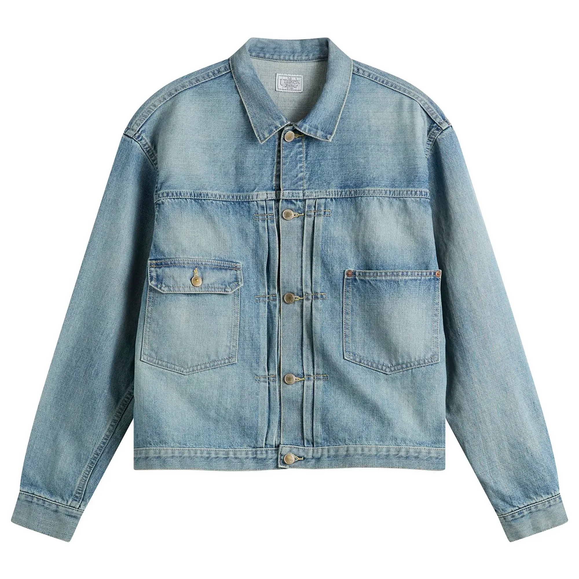 Unlikely Dry Goods Men's Time Travel Denim Trucker Jacket 1977 Wash