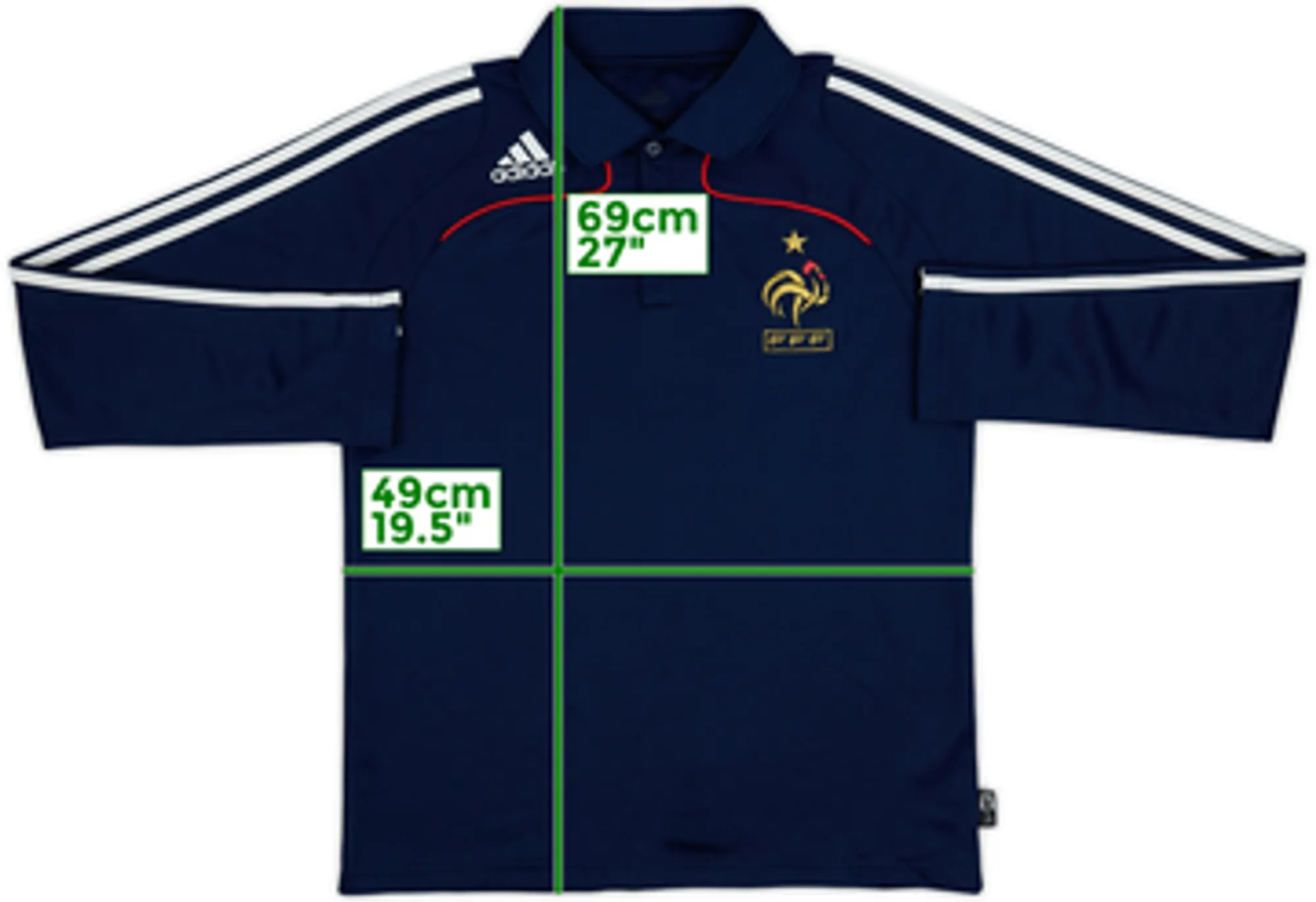 2007-08 France adidas Polo L/S Shirt - 8/10 - (S)