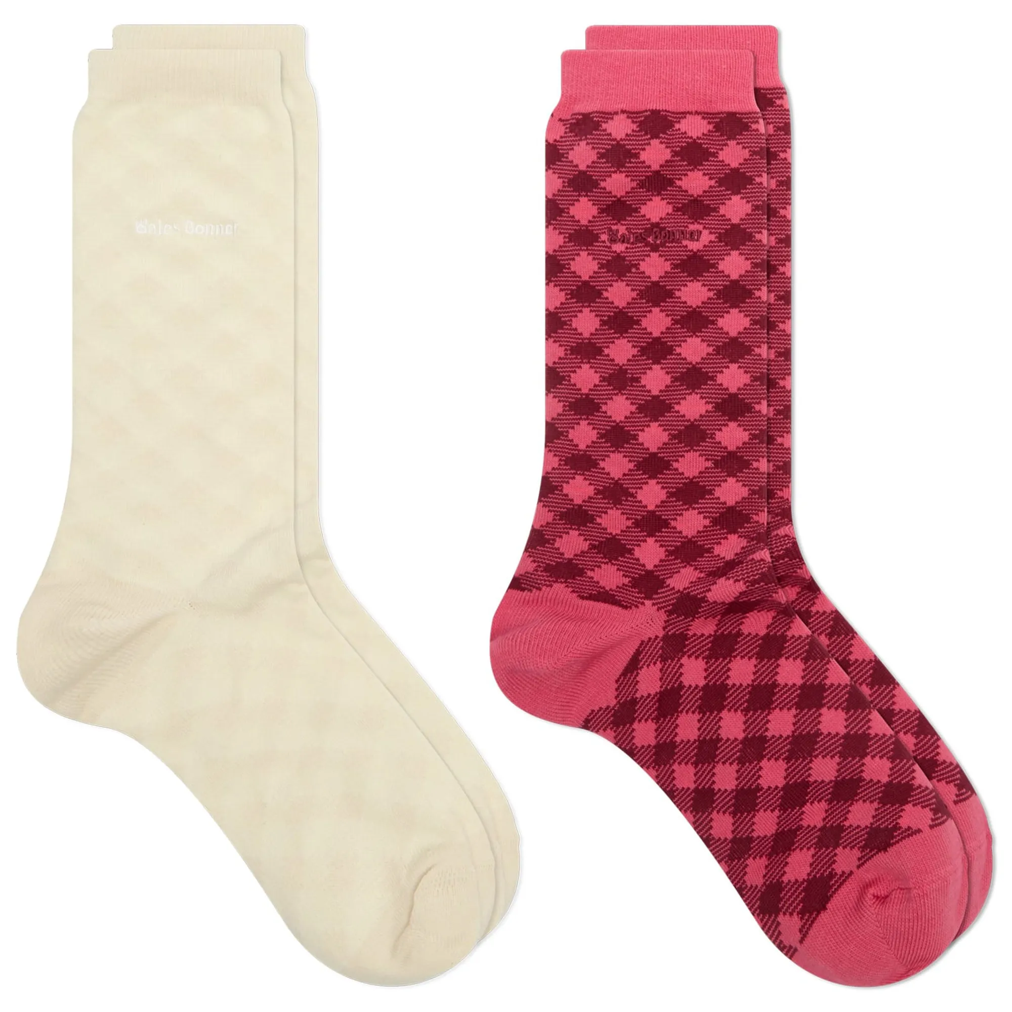 Adidas Women's x Wales Bonner Check Socks Craft Pink/Clear Brown