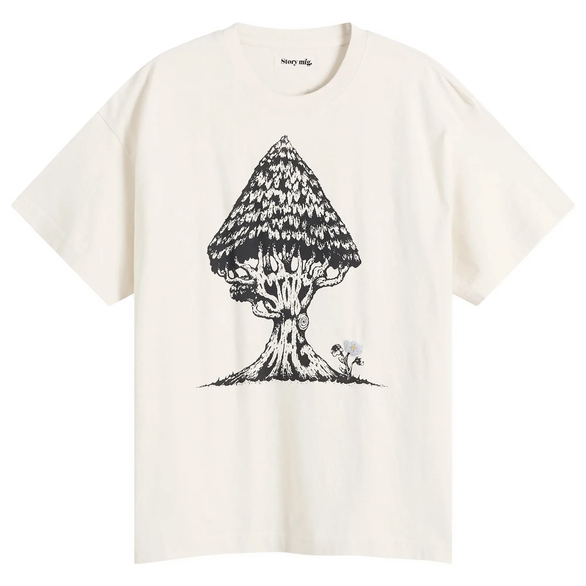 Story mfg. Men's Hand Embroidered Grateful T-Shirt Tree Hugging