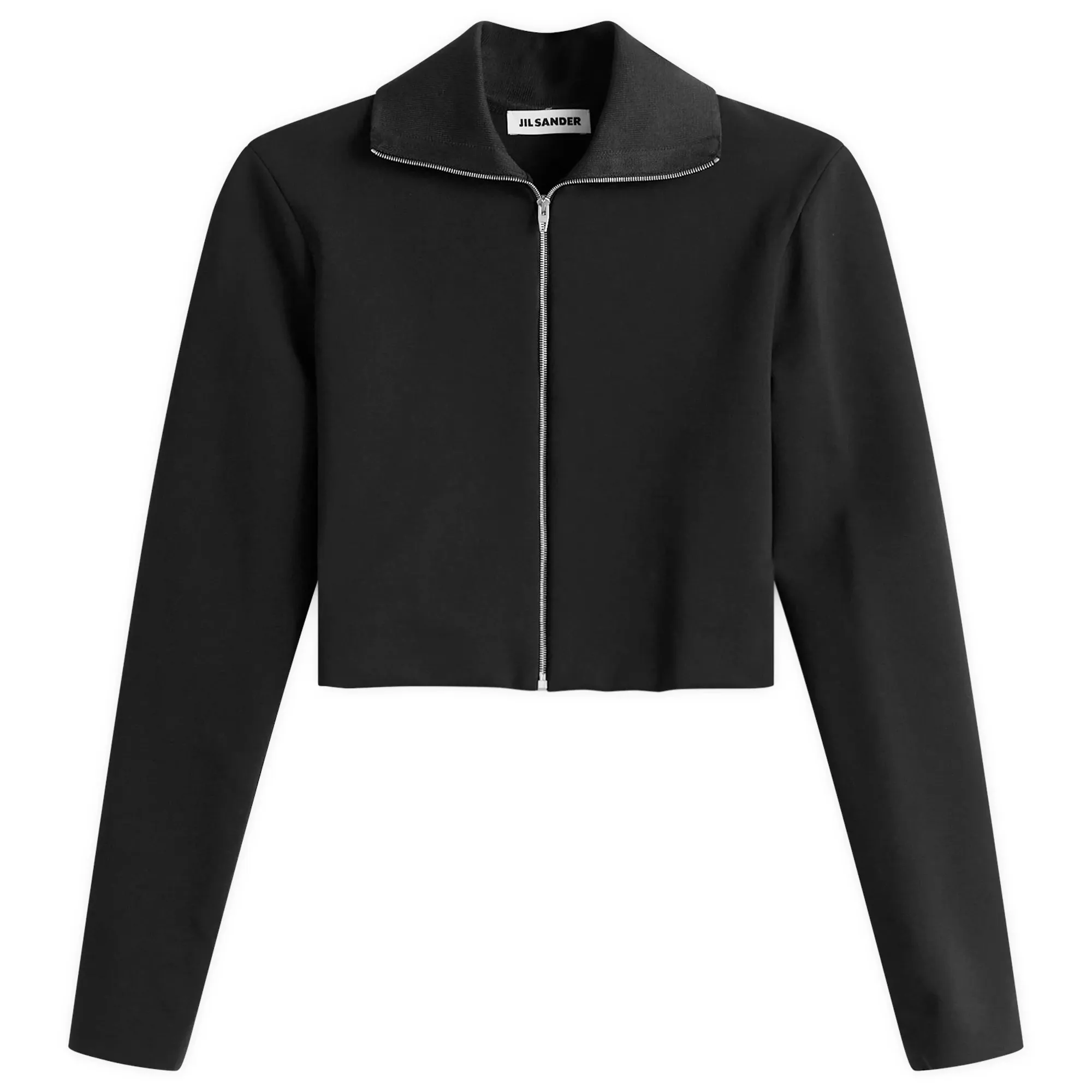 Jil Sander Women's Zip Up Jacket with Ribbed Collar Black