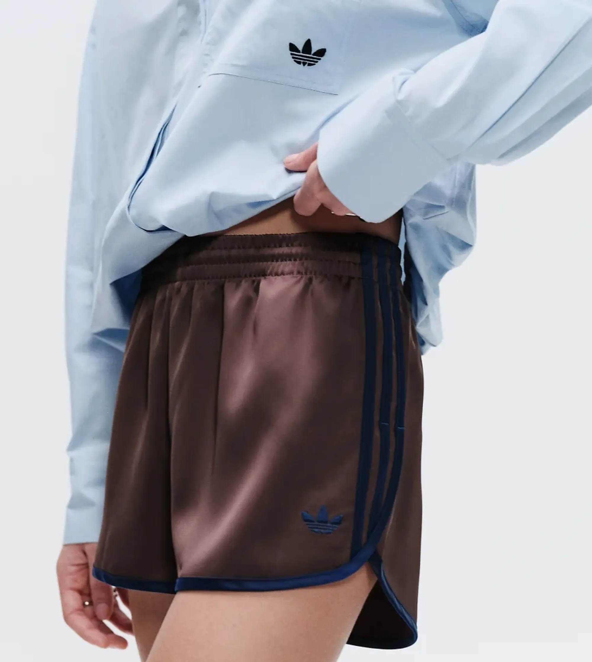 Adidas Originals X Asos Three Stripe Sprinter Shorts In Brown