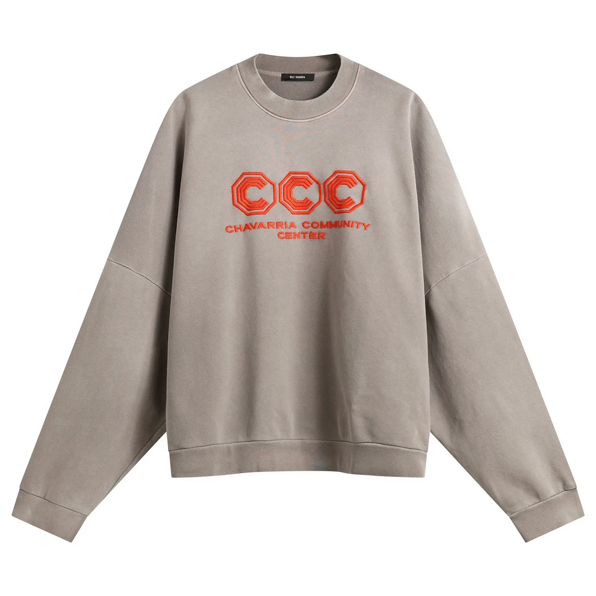 Willy Chavarria Men's CCC Hooligan Crew Sweatshirt Concrete