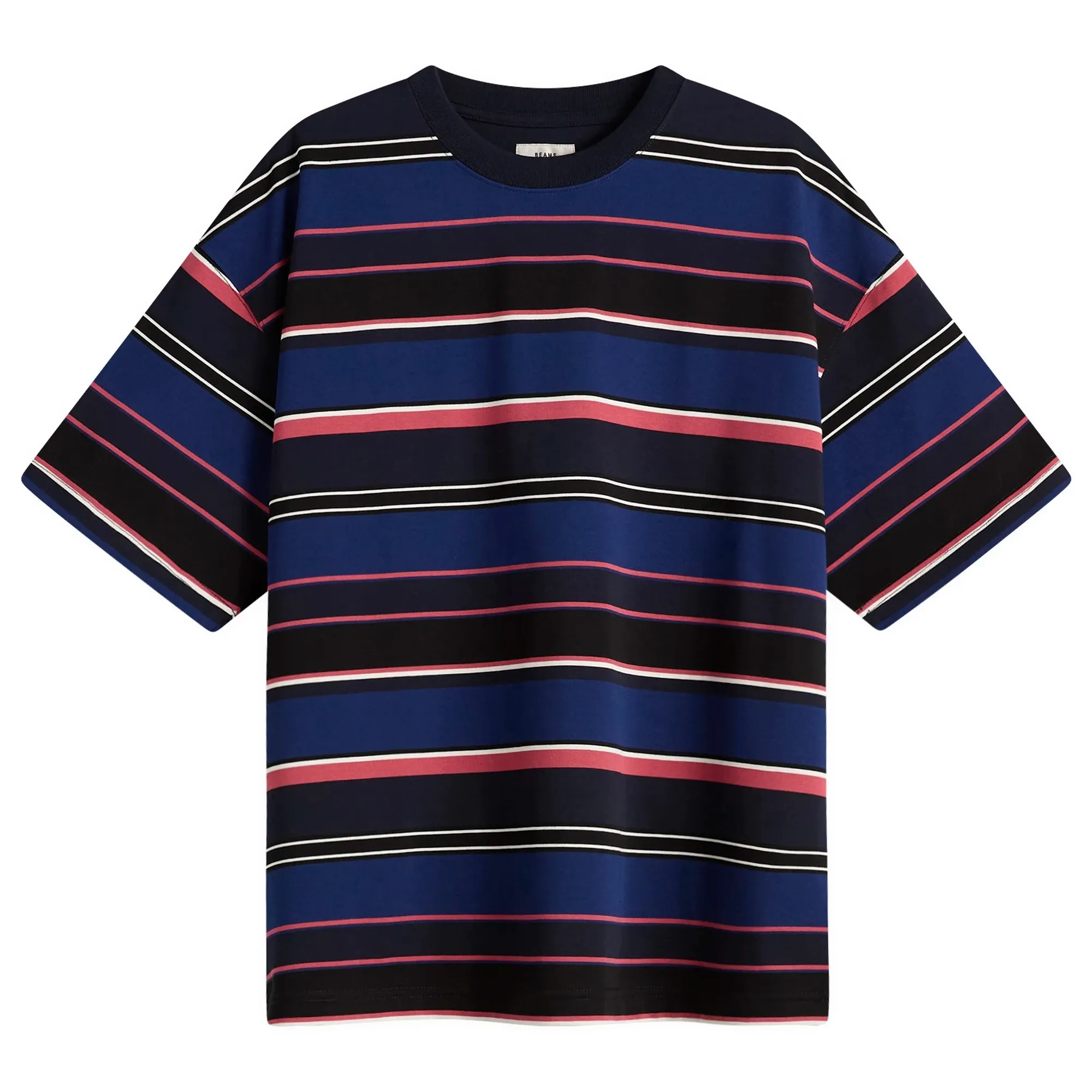 BEAMS Men's Multi Stripe T-Shirt Navy