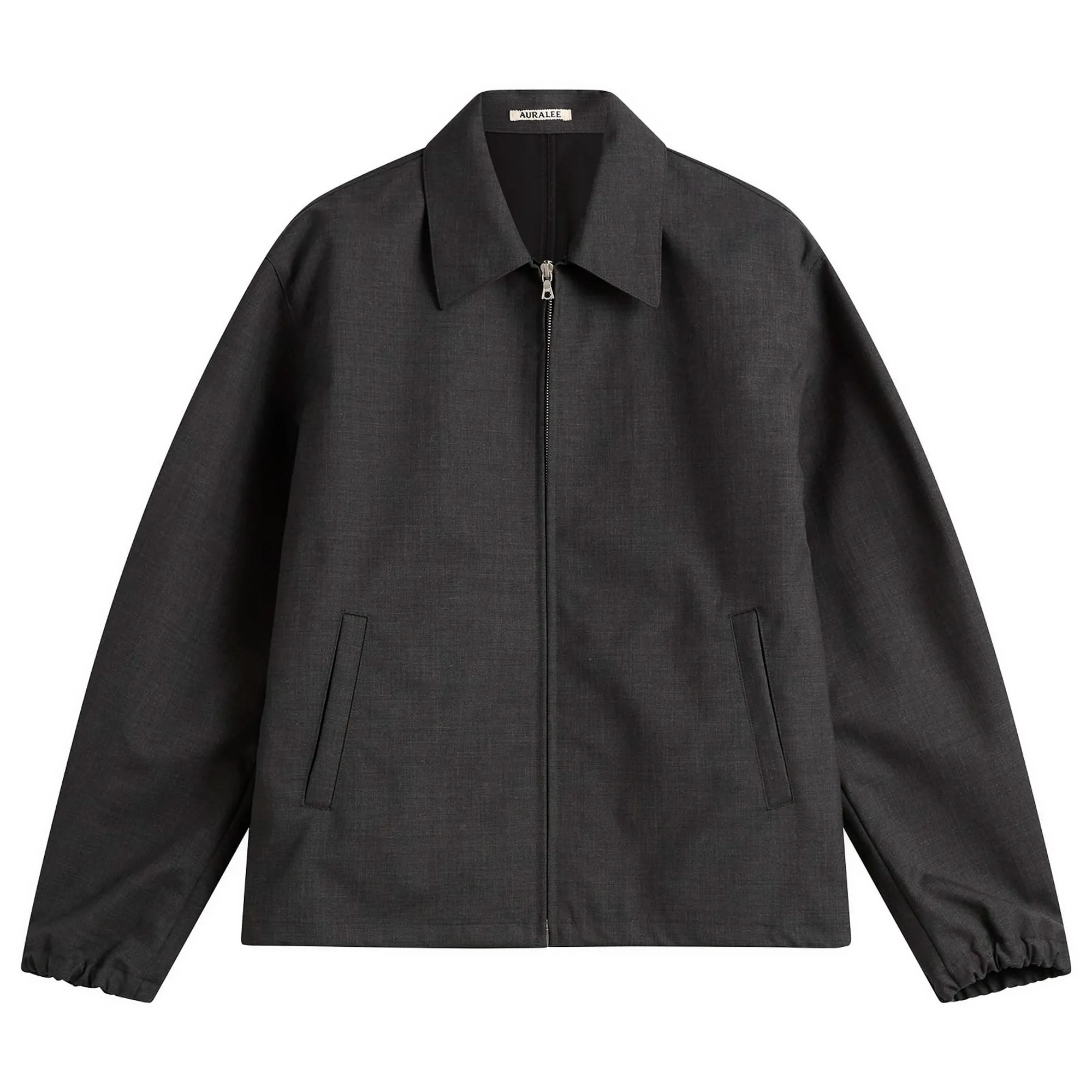 Auralee Men's Bonded Tropical Wool Zip Blouson Top Charcoal